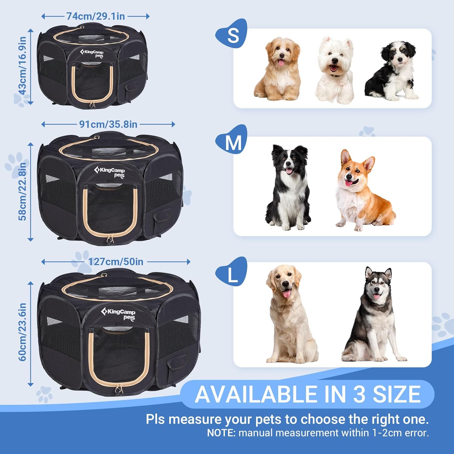 Thumbnail 4 de KINGCAMP Foldable Pet Playpen (50IN) with Breathable Anti-Bite Mesh