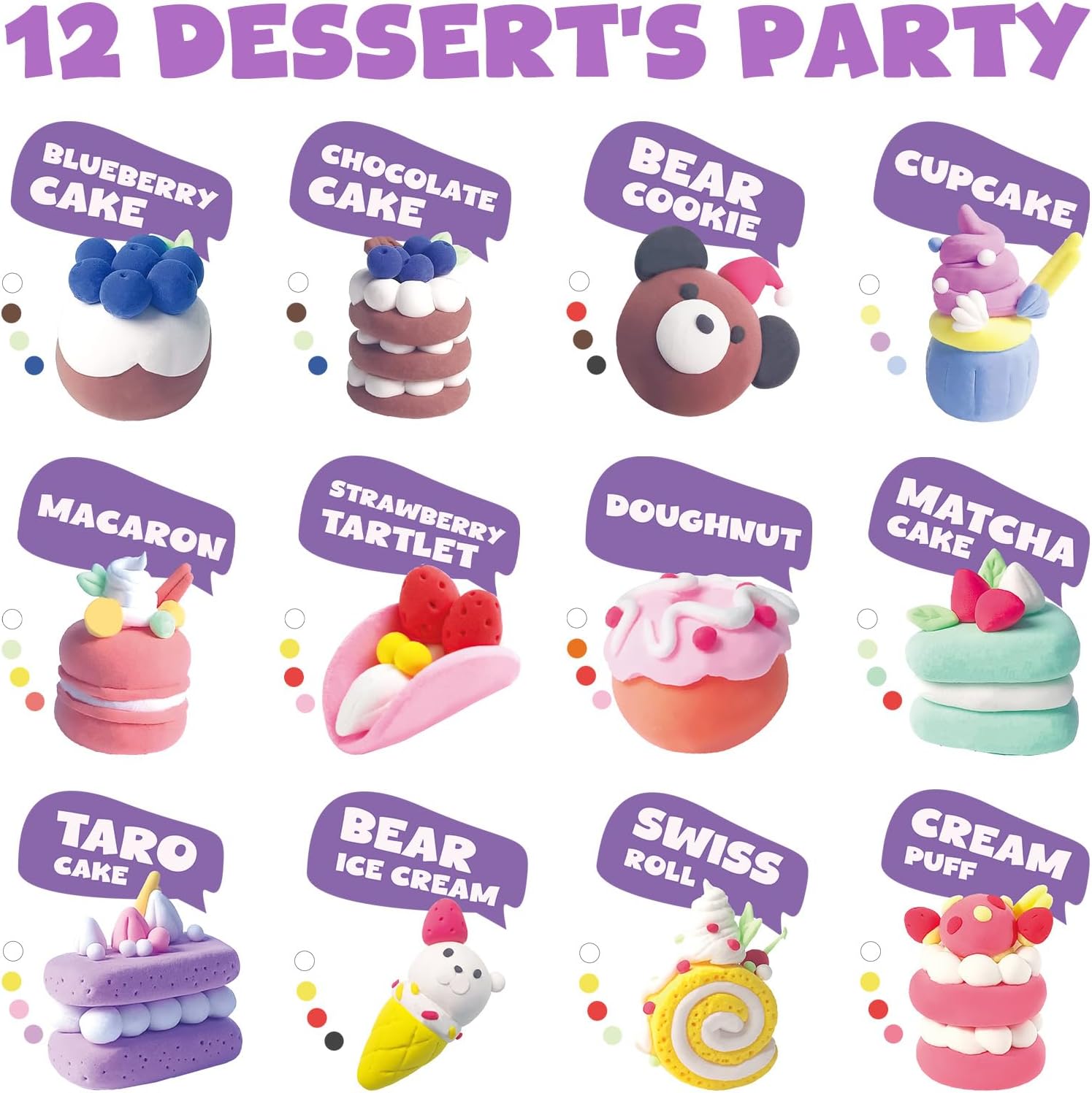Detalle de JUPITEARTH Air Dry Clay kit, 12 desserts