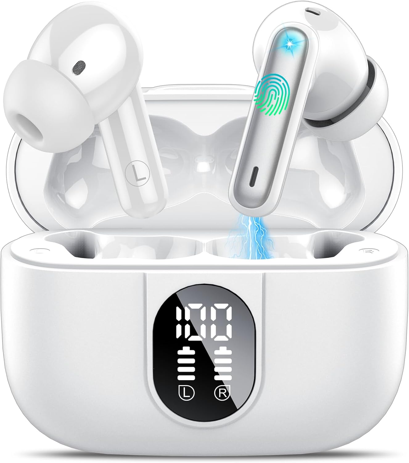 Detalle de Csasan Wireless Earbuds (J90 Pro) with Bluetooth 5.3 – 40h, IPX7, ENC Mics, LED Display