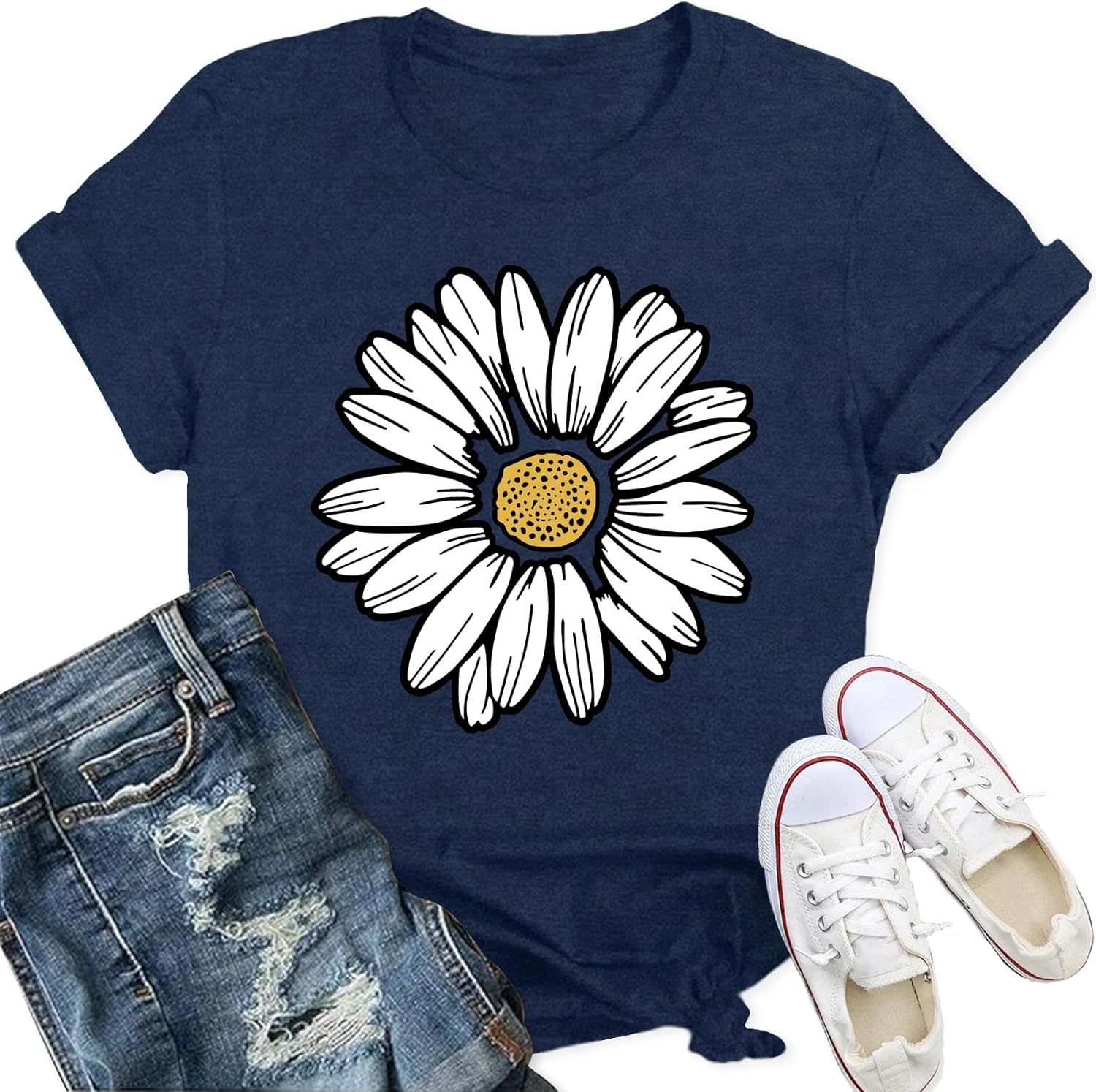Detalle de Qskall Daisy T Shirts for Women – Marguerite Daisy Floral Shirt (Wildflower Tee Tops)