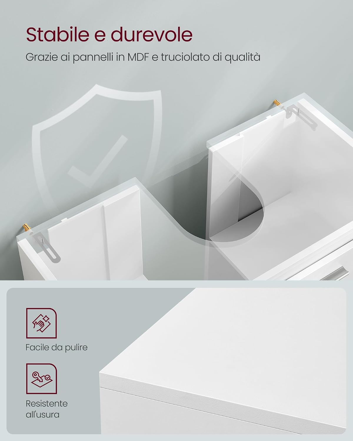 Thumbnail 5 de VASAGLE Mobile Sottolavabo 30x60x64 cm Bianco Nuvola