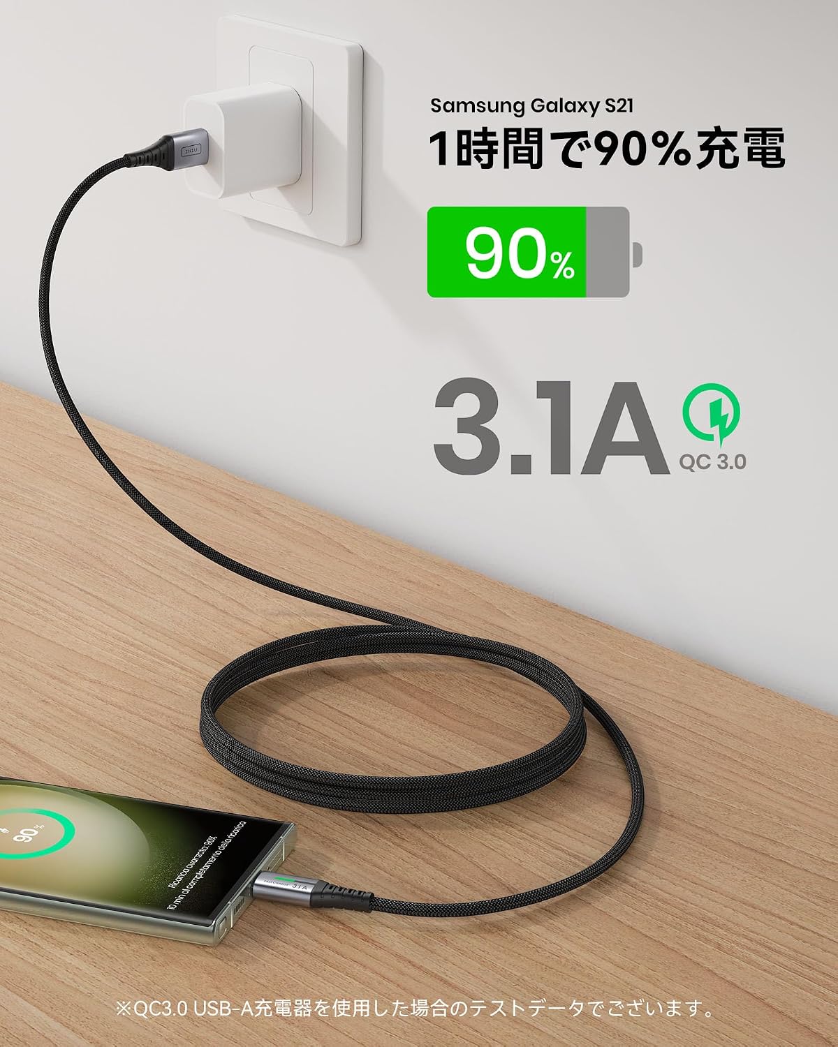 Detalle de INIU DI-D5C USB-Cケーブル 3本セット、0.5m・2m、3.1A急速充電対応