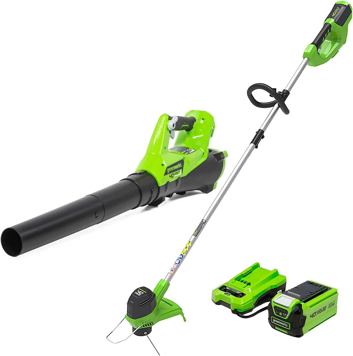 Detalle de Greenworks String Trimmer and Blower Combo, 2.0 Ah Battery