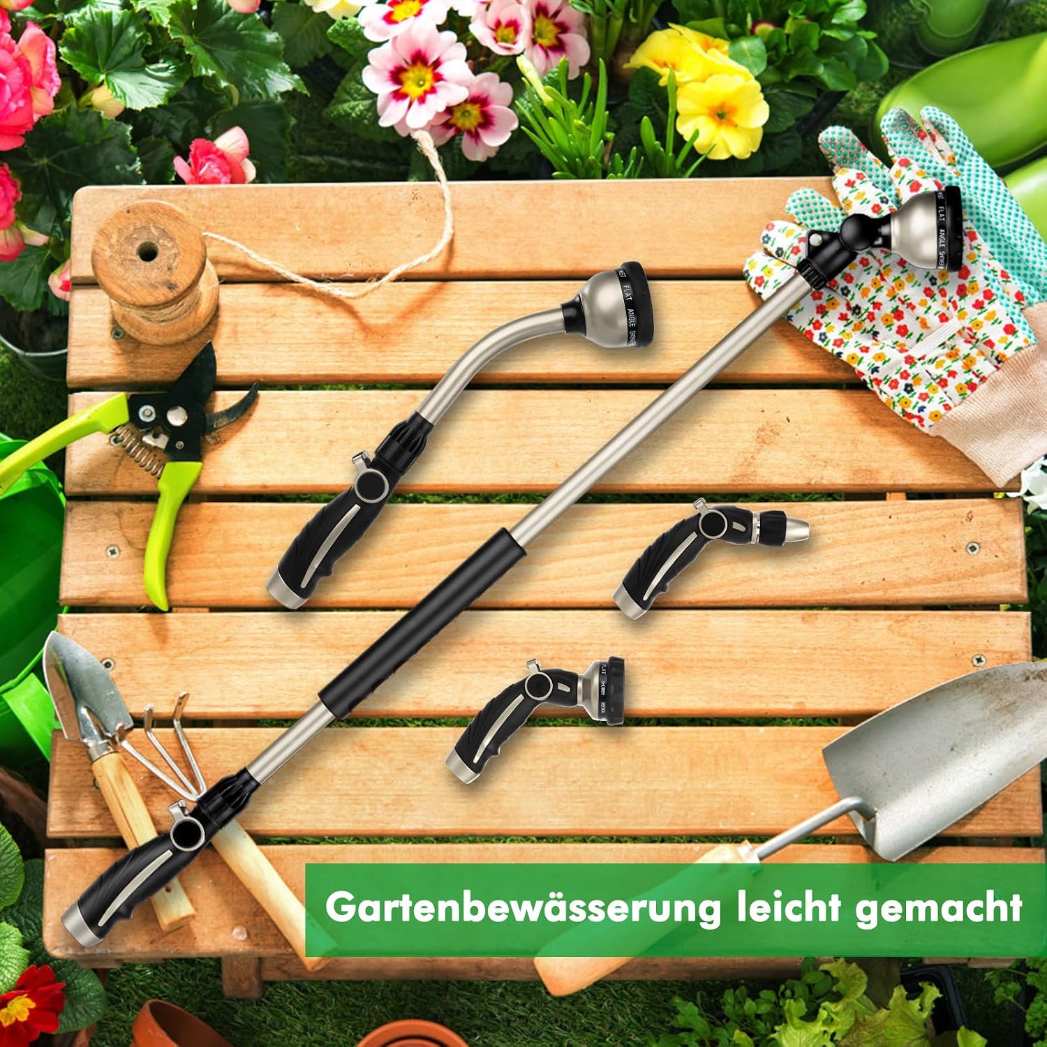 Thumbnail 6 de Restmo 92 cm Ultra Langer Gießstab mit 180° schwenkbarem Kopf, 10 Sprühmustern & Daumenflusskontrolle