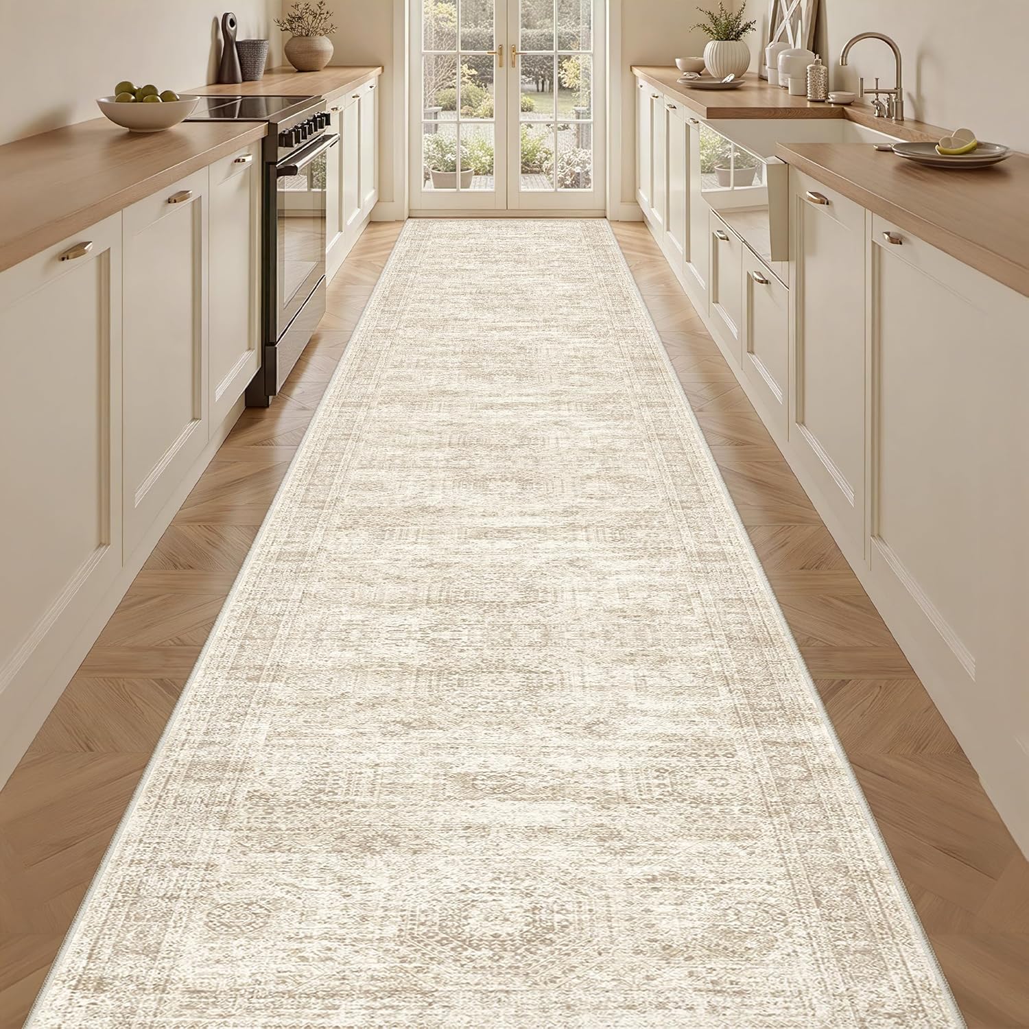 Thumbnail 4 de Restydon 3x18 Washable Runner Rug for Hallway (Beige/Ivory)