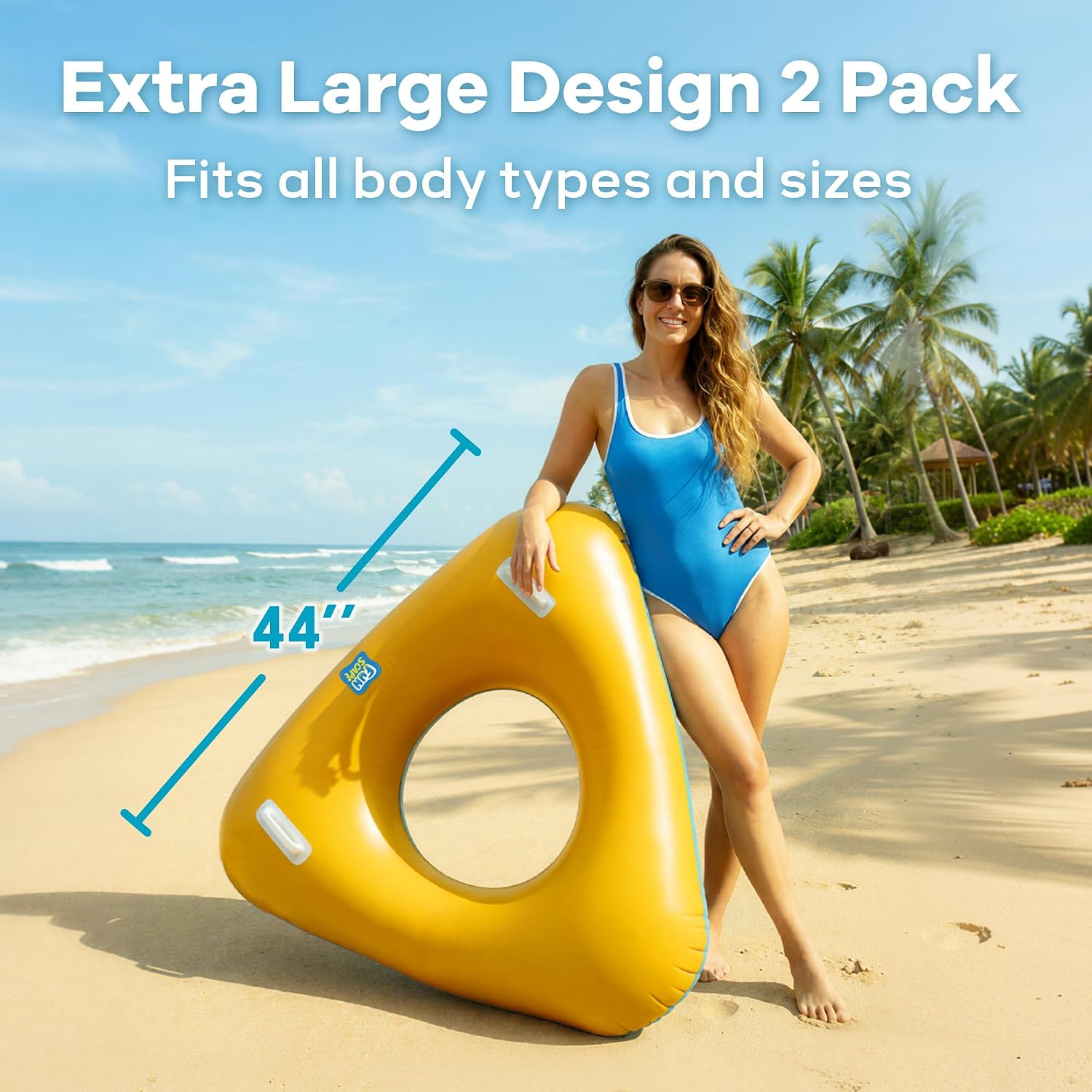 Thumbnail 6 de Funscape 44" Triangle Inflatable Pool Float Tubes (2 Pack) — 2-in-1 Lounge or Ring