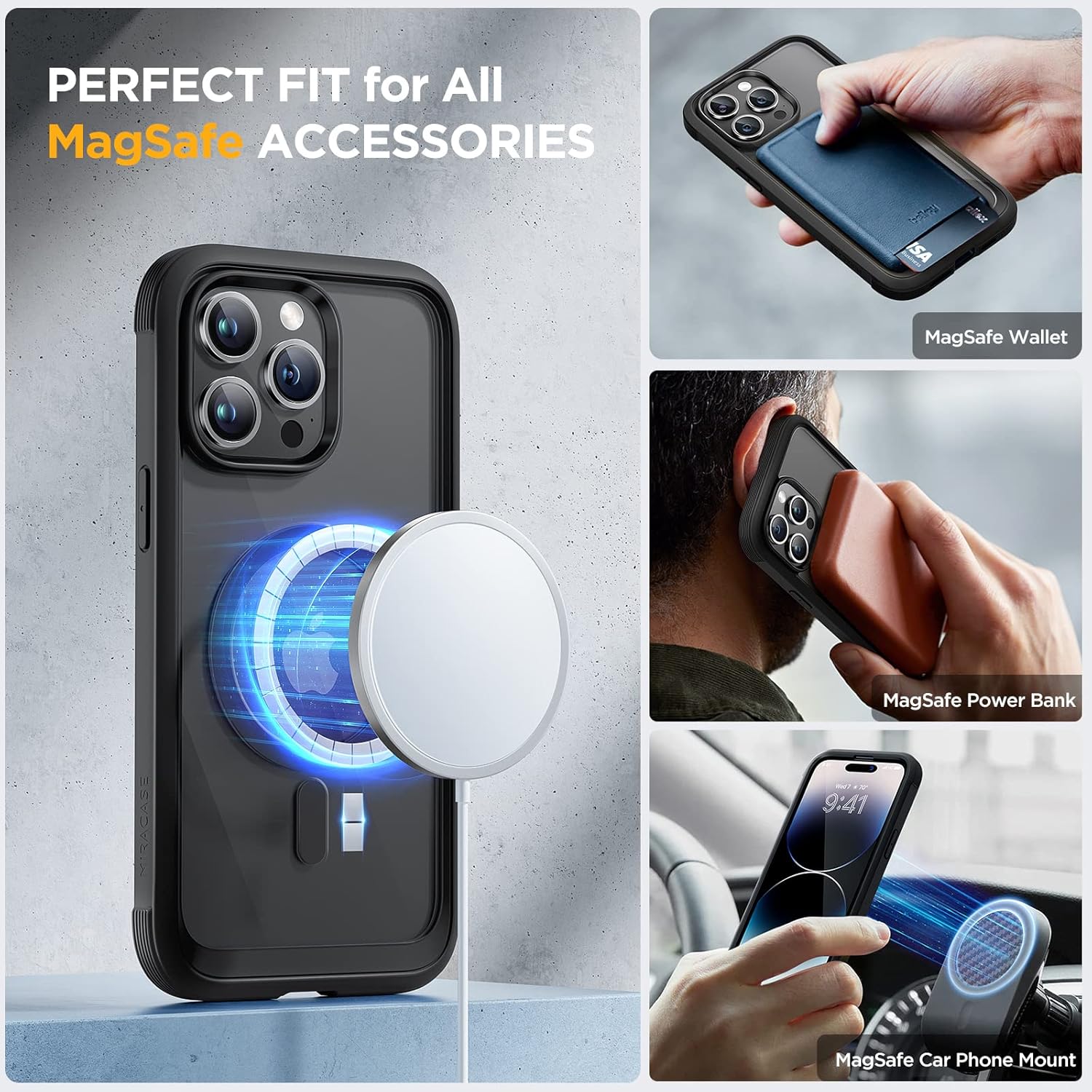 Thumbnail 2 de Miracase Magnetic for iPhone 14 Pro Case with Built-in 9H Glass Screen & Camera Protectors