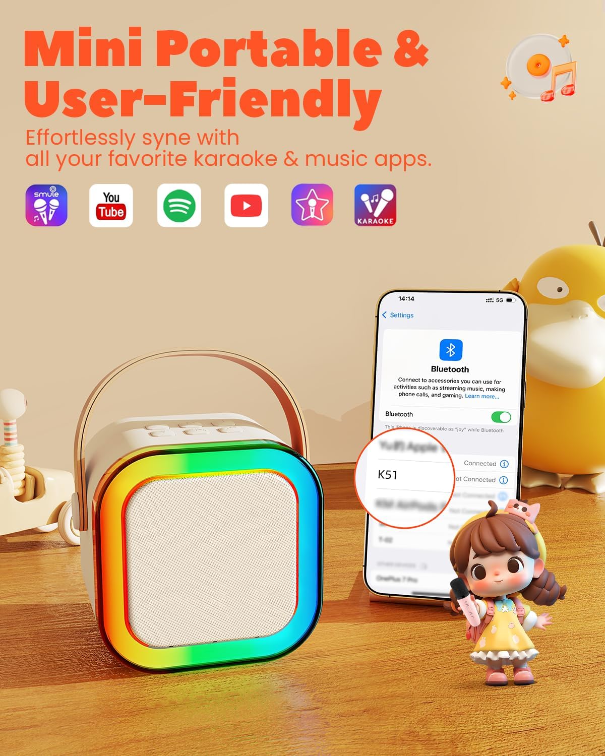 Thumbnail 6 de Kids Karaoke Machine 2 Microphones: Portable 3-in-1 Fun for Ages 3–12