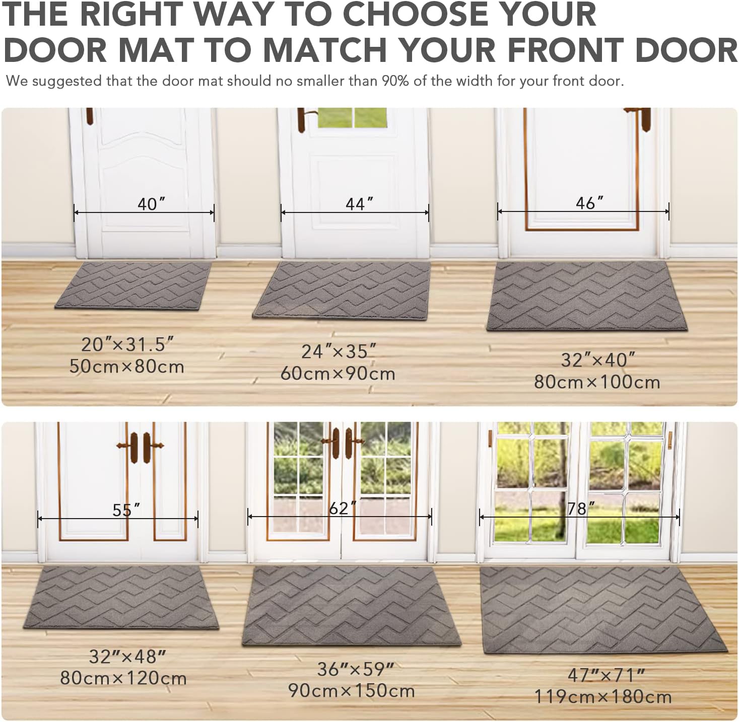 Thumbnail 2 de Biscpro BBGS-80120-Grey Indoor Door Mat, 80 x 120 cm, Washable, Non-Slip