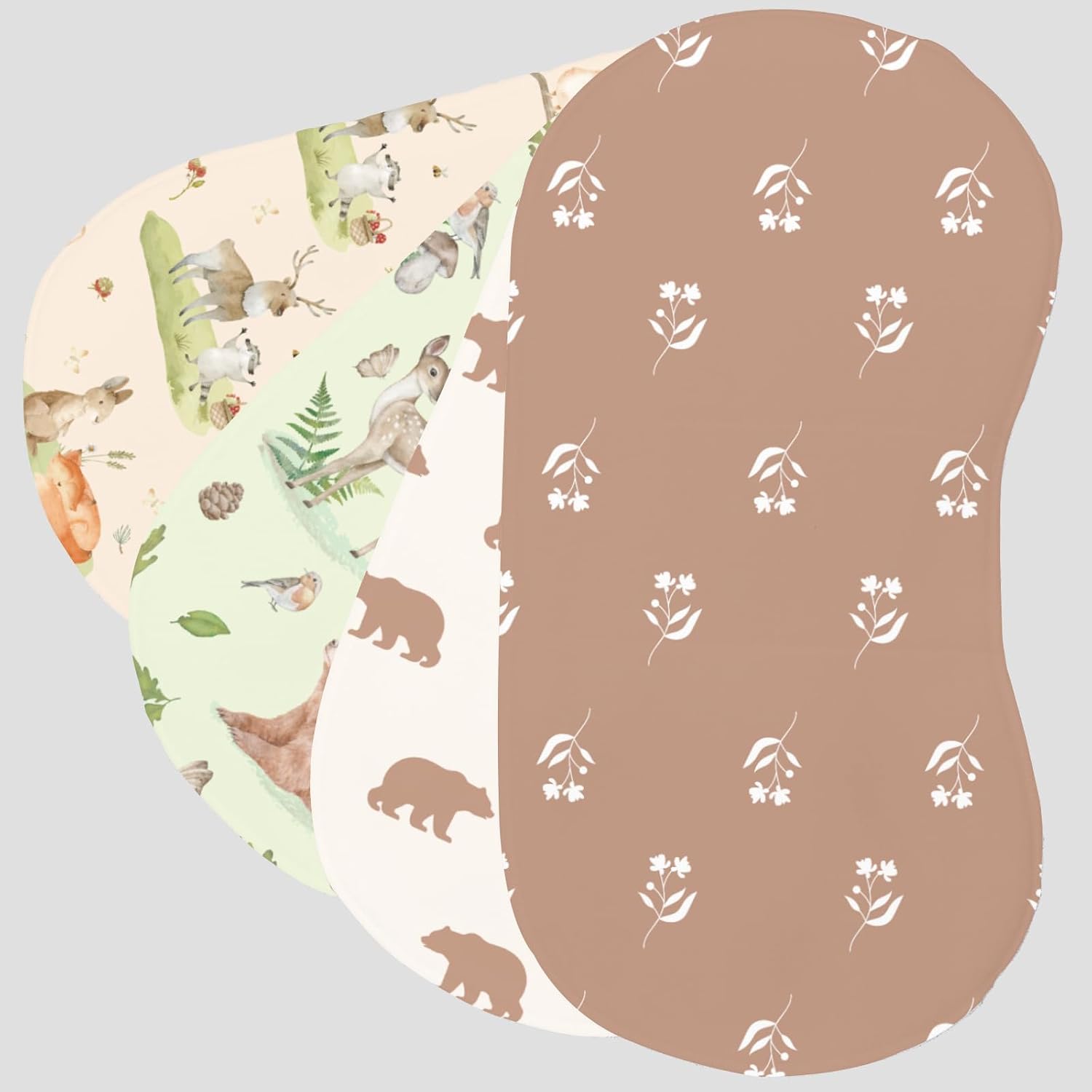Detalle de Wauprant LYP-ZC-D6C7B Woodland Baby Burp Cloths, 4-Pack, Cotton Muslin