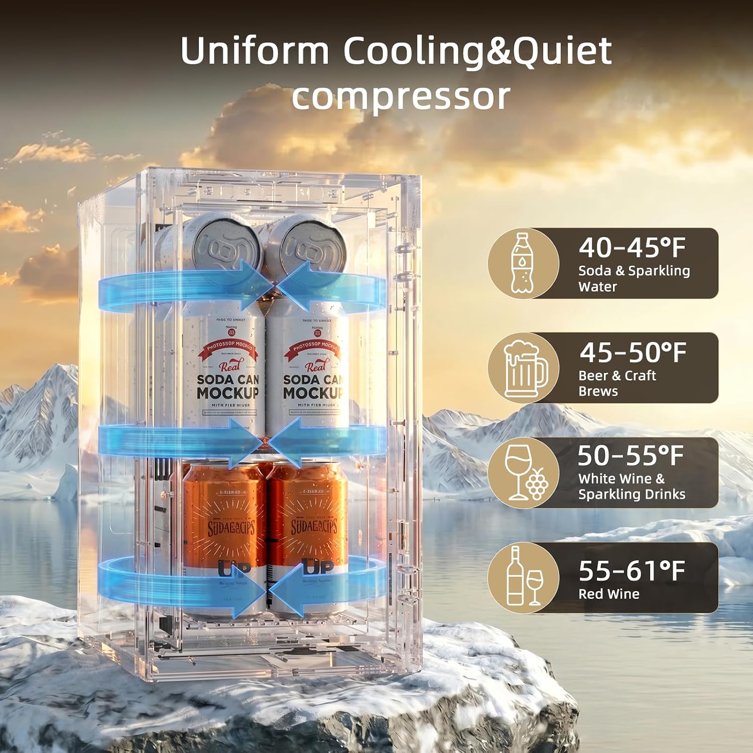 Detalle de Antarctic Star JC-10UEX-F 10L Beverage Mini Fridge with Digital Temperature Control