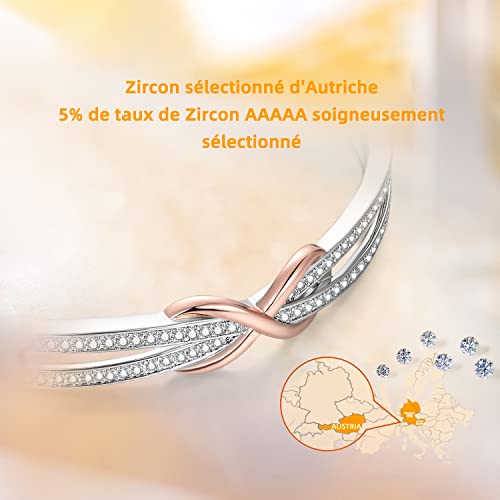 Detalle de Angelady Infinity Bracelet for Women – Rose Gold Plated 14K, Austria Crystal Detail