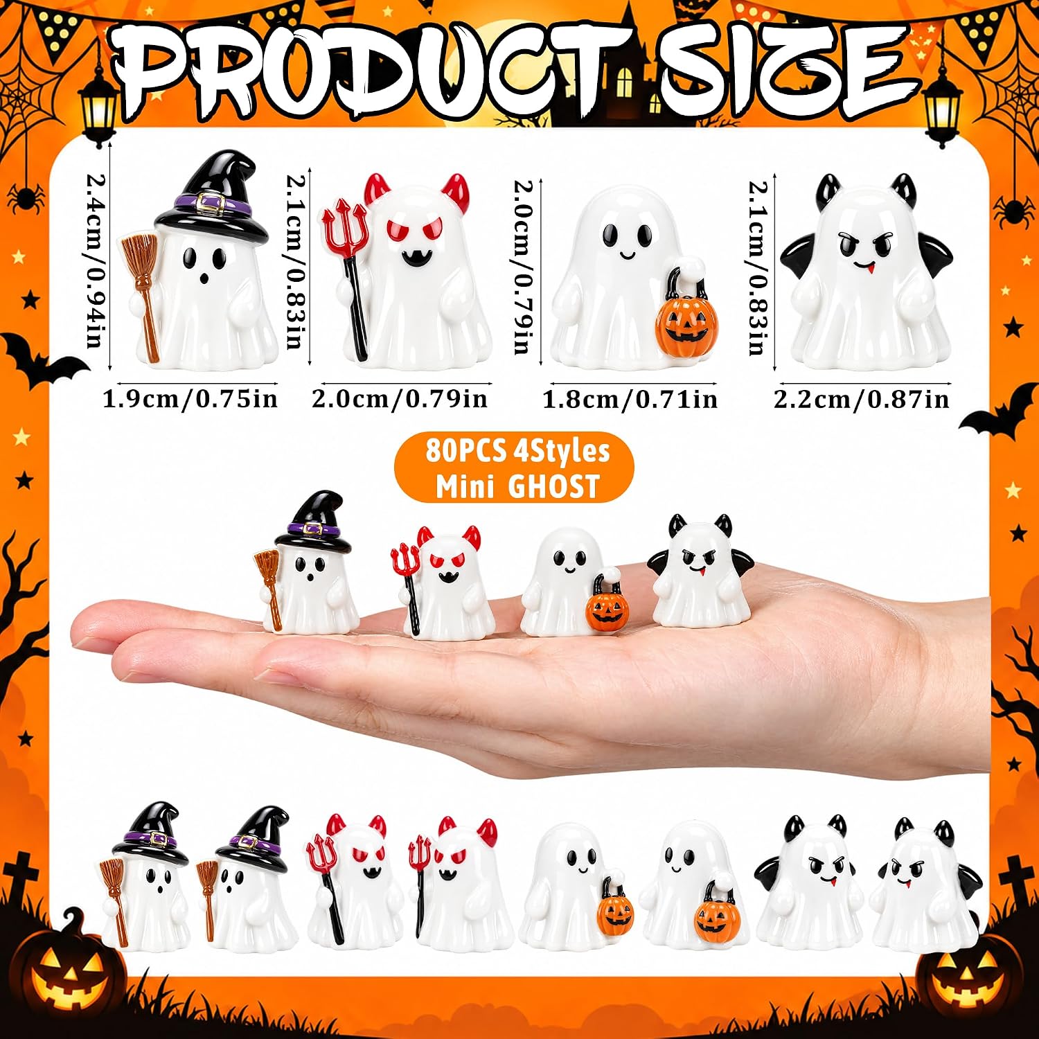 Detalle de Mini Ghost Figurine Set, 80 Pieces