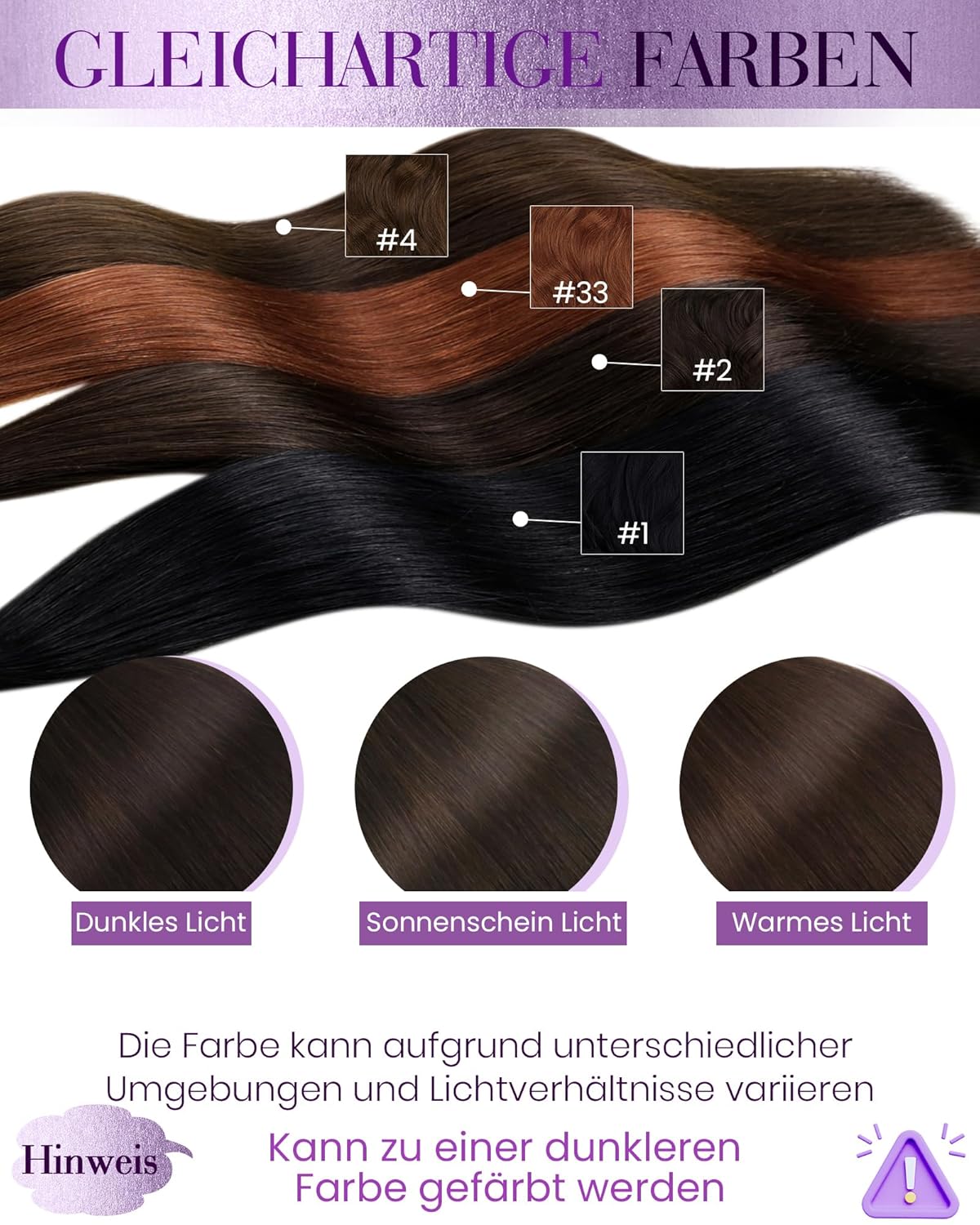 Detalle 2 de LaaVoo Nano-Ring Extensions aus Remy-Echthaar, dunkelbraun (40 cm, 50 g, #2)
