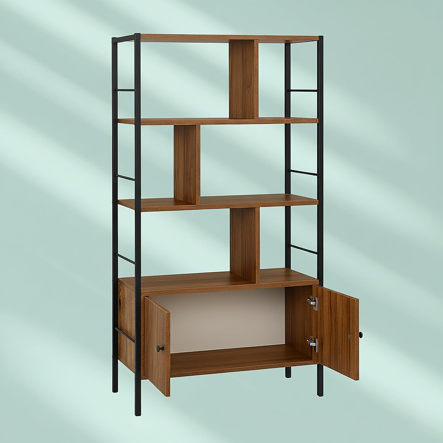 Thumbnail 4 de Étagère Relaxdays 3 niveaux – style industriel, bois brun et cadre noir, 154,5 × 74 × 30 cm