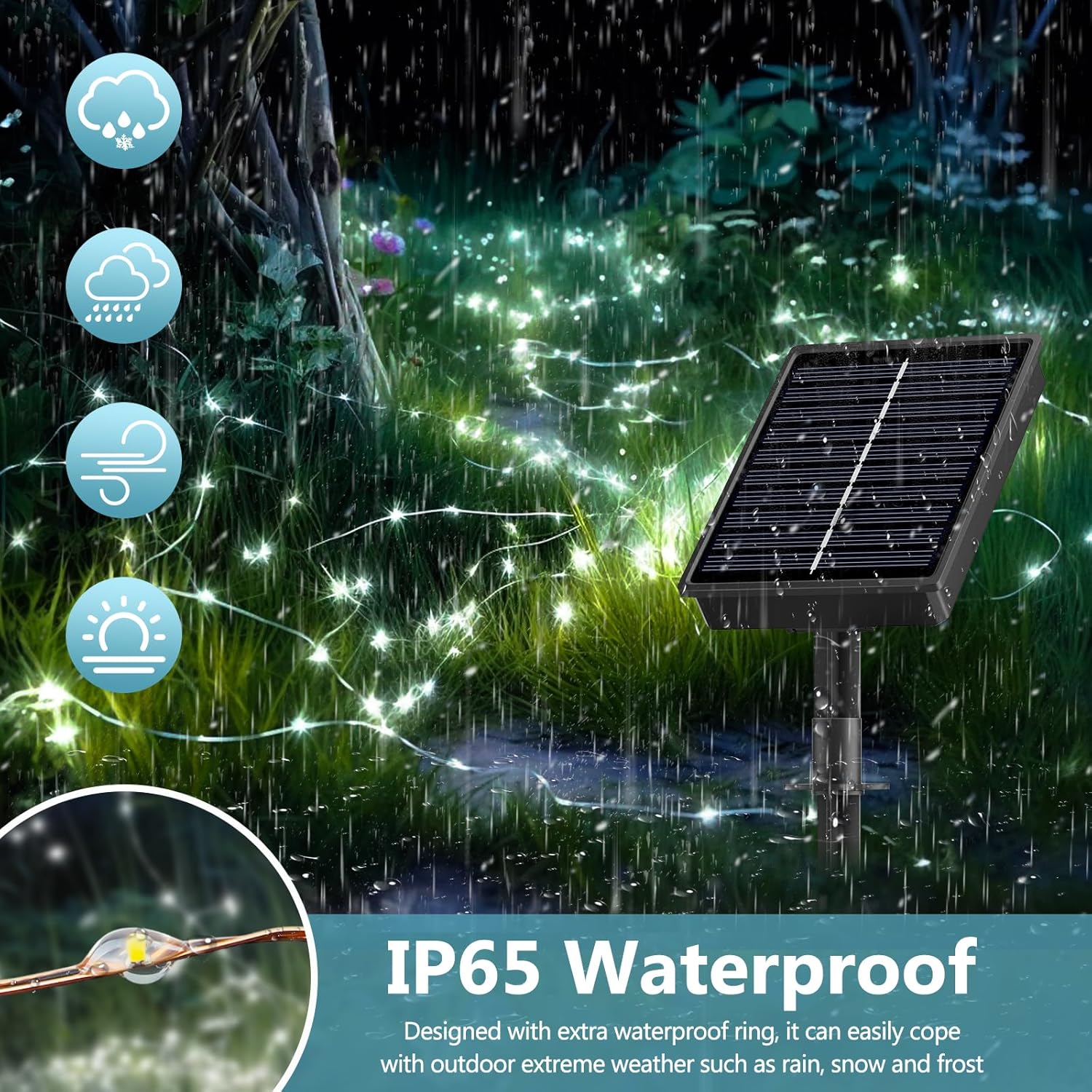 Thumbnail 3 de Luci Solari Esterno 2 Pacchi 16+2 m 160 LED bianco freddo, IP65 con 8 modalità e memoria