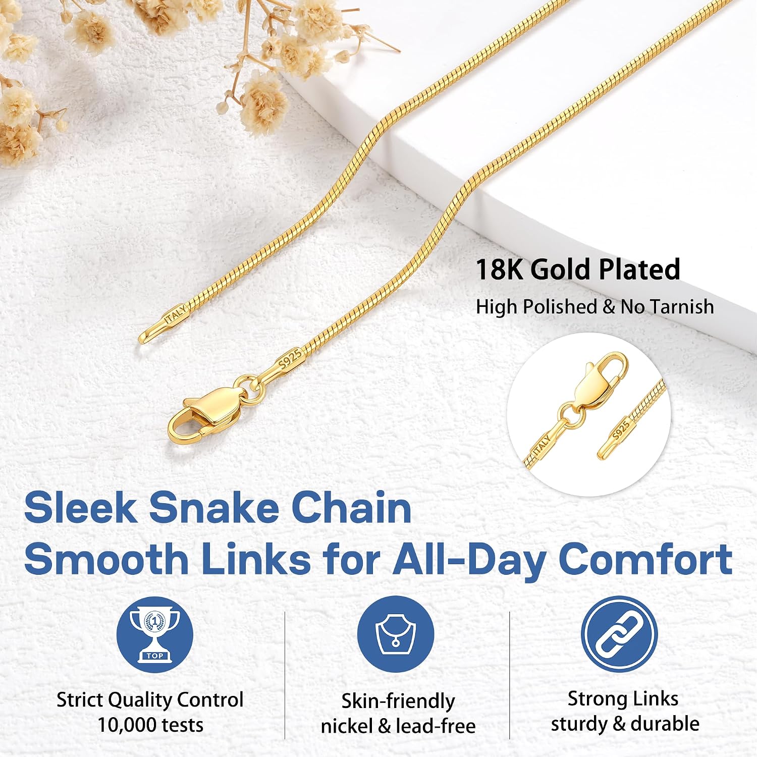 Detalle de Girluky Snake Chain Necklace 1.5mm