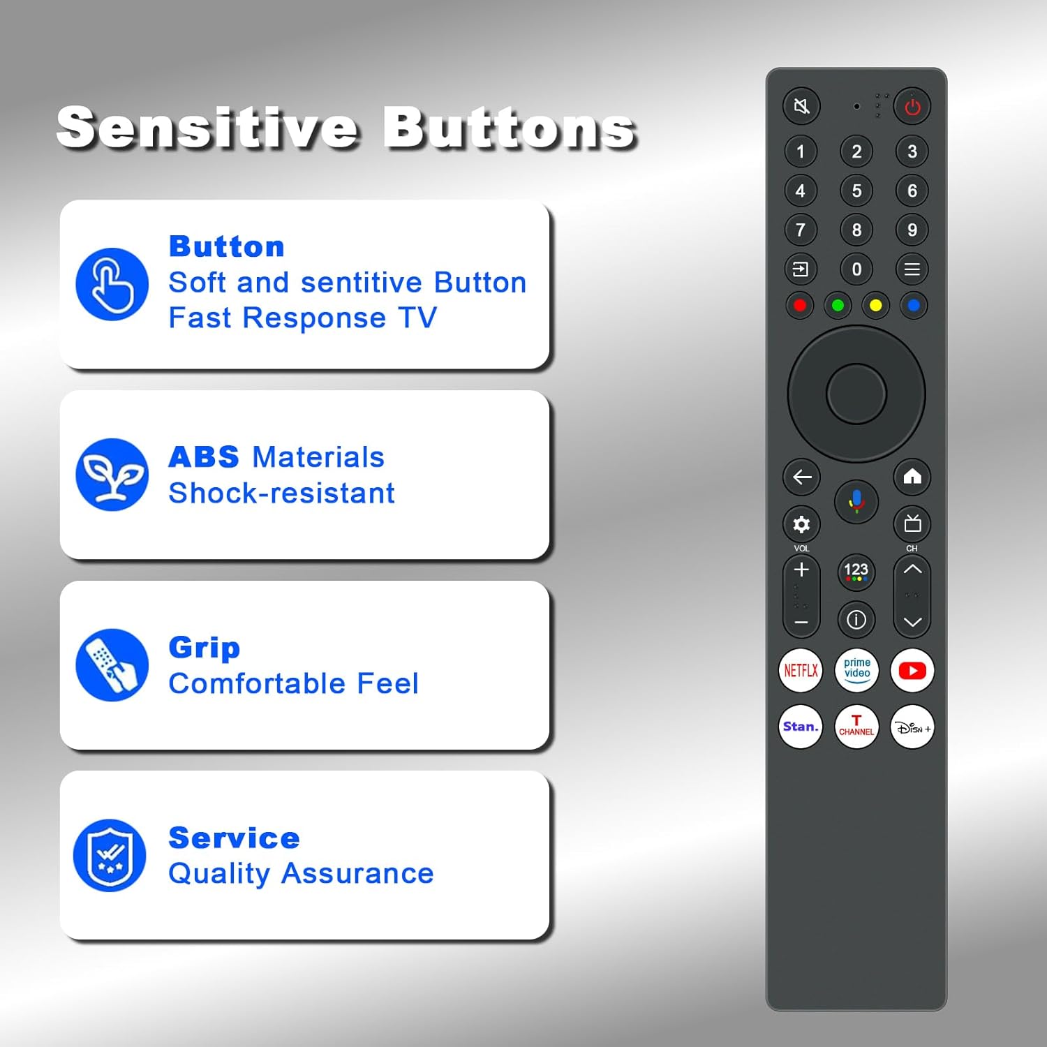 Detalle de VINABTY Replacement RC833A Voice Remote for TCL 55T8C-UK, 65T8C-UK, 75T8C-UK, 85T8C-UK, 55Q6C-UK, 55C6KS-UK, 55Q7C-UK, 55V6C-UK MiniLED TV
