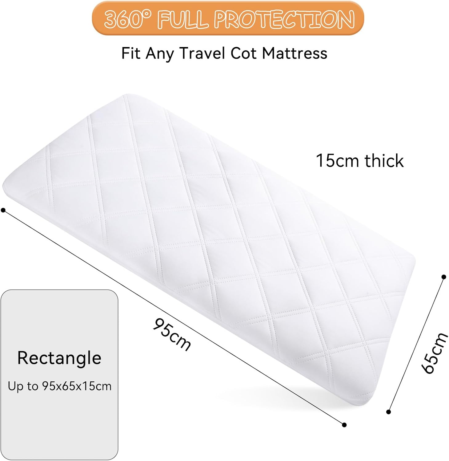 Thumbnail 4 de Yoofoss Travel Cot Mattress Protector 65 x 95 cm