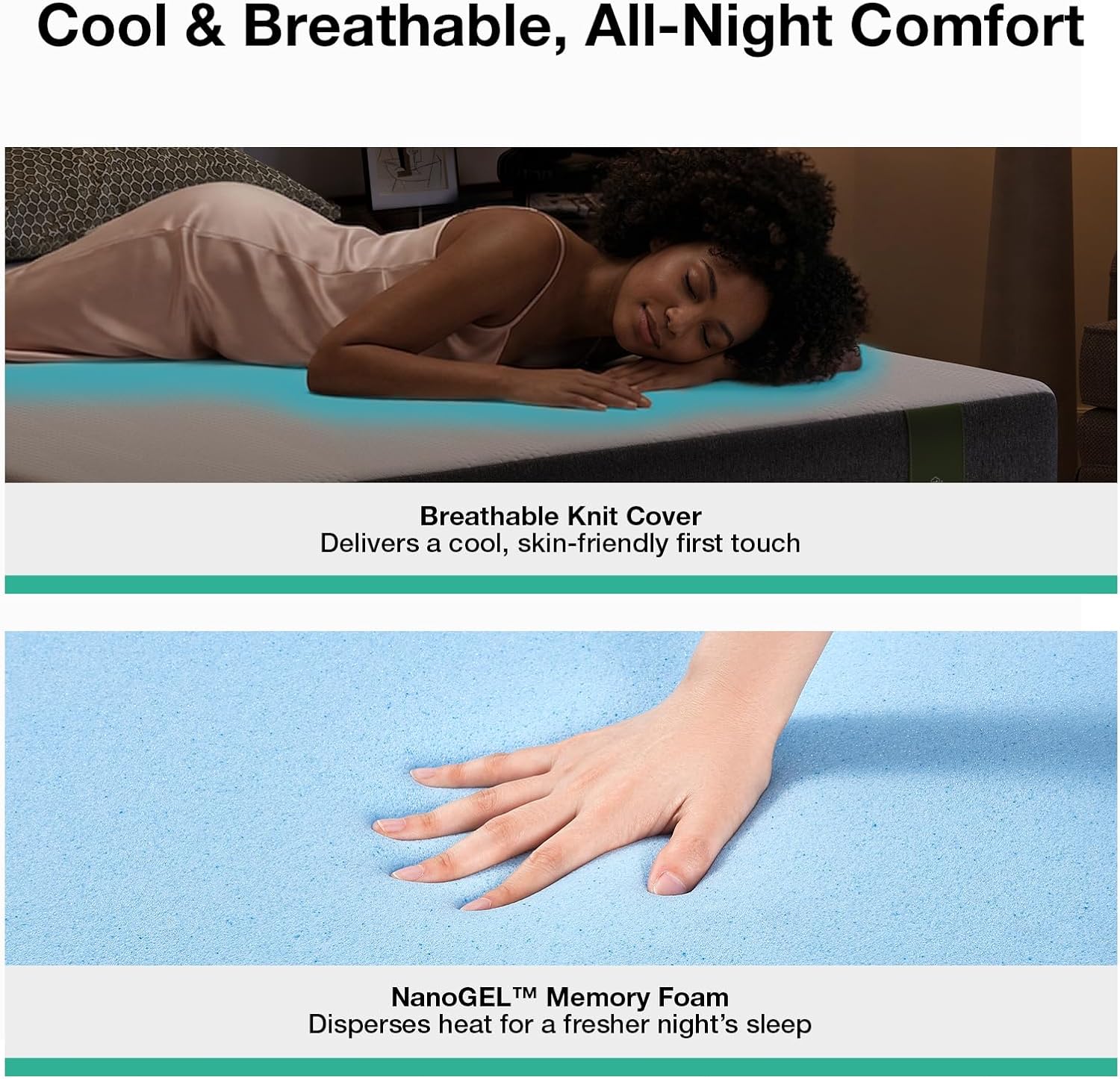 Detalle de Novilla NAMM12QWV53 12-Inch Queen Memory Foam Mattress in a Box