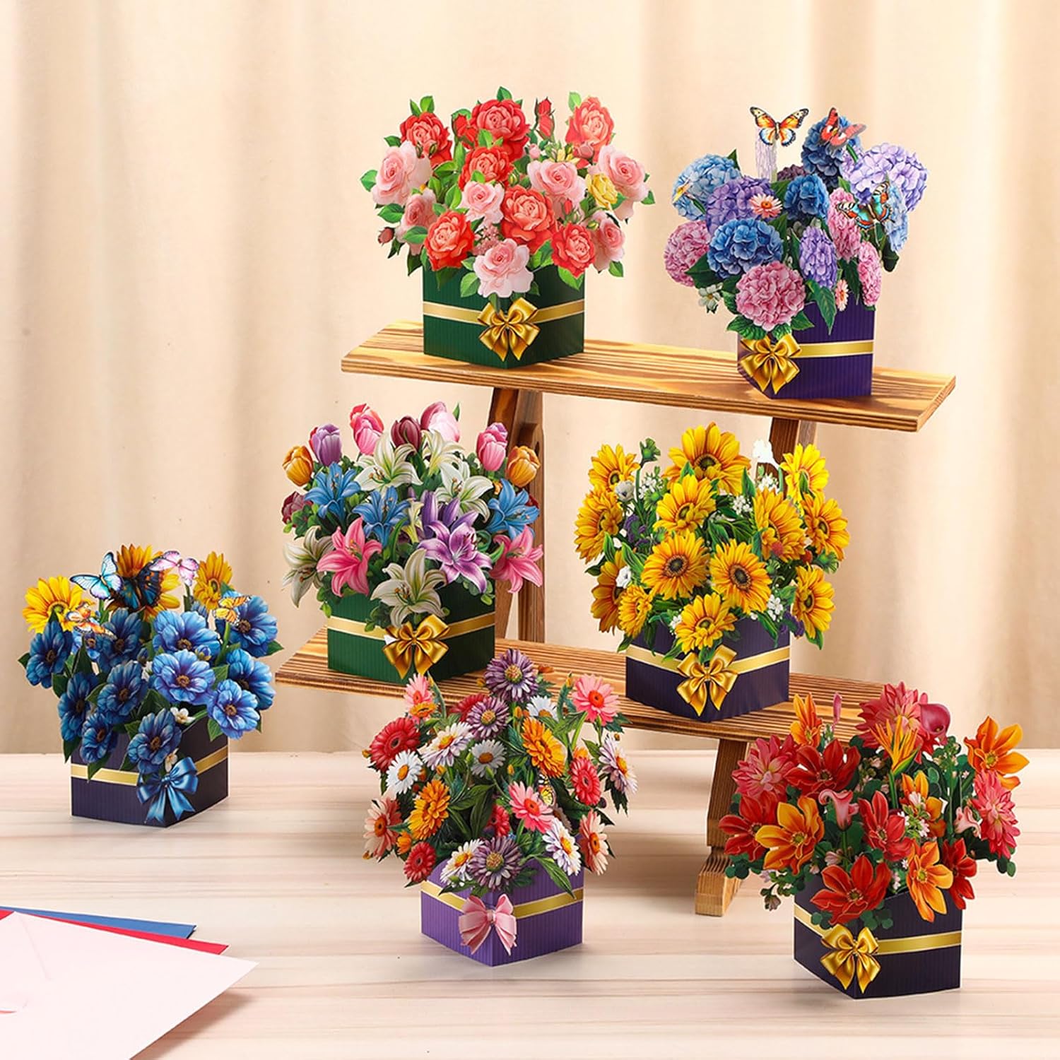 Detalle de Joybble 3D Flower Pop Up Birthday Cards for Women – Personalised Floral Cards with Envelope