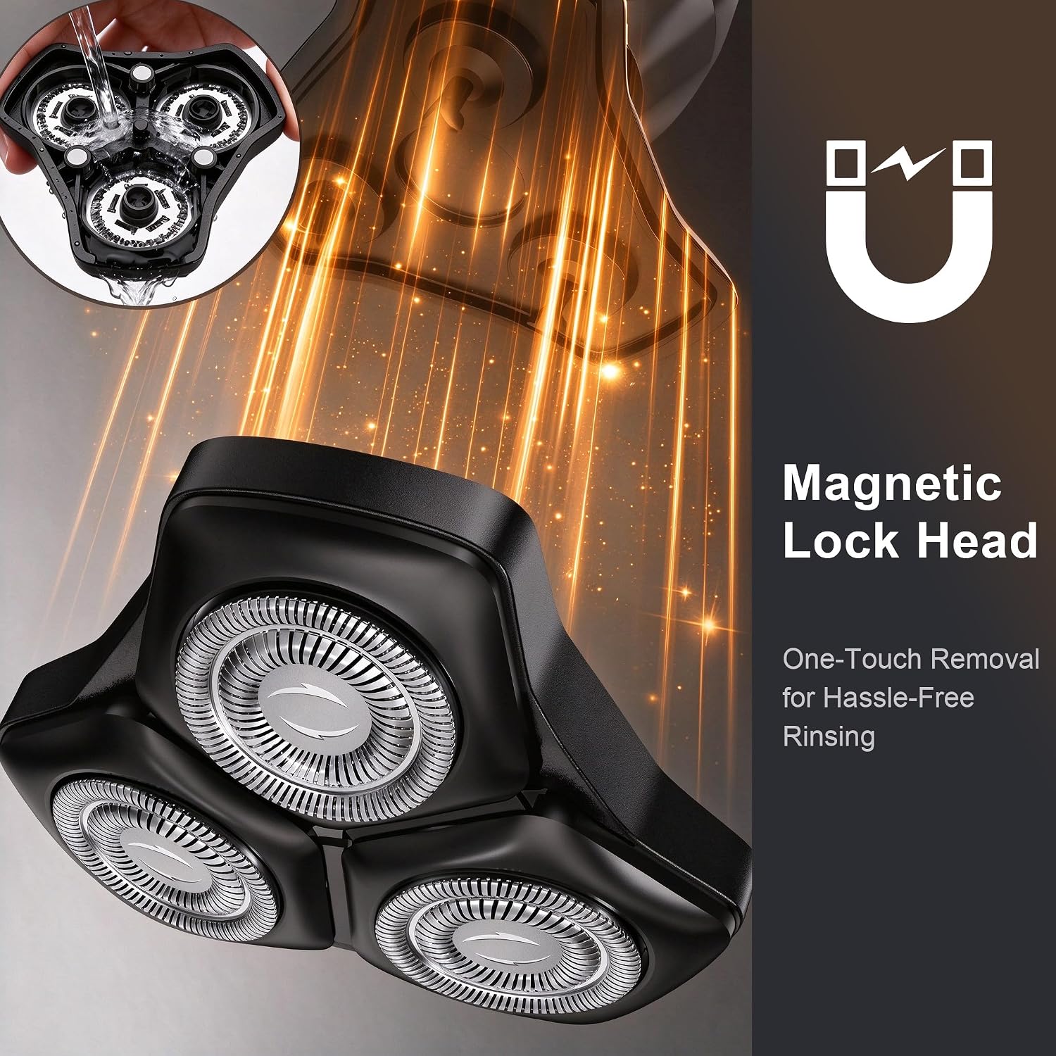 Detalle 2 de OIAMTO FK-399-TitBNK 3-in-1 Waterproof Electric Shaver with 4D Floating Head