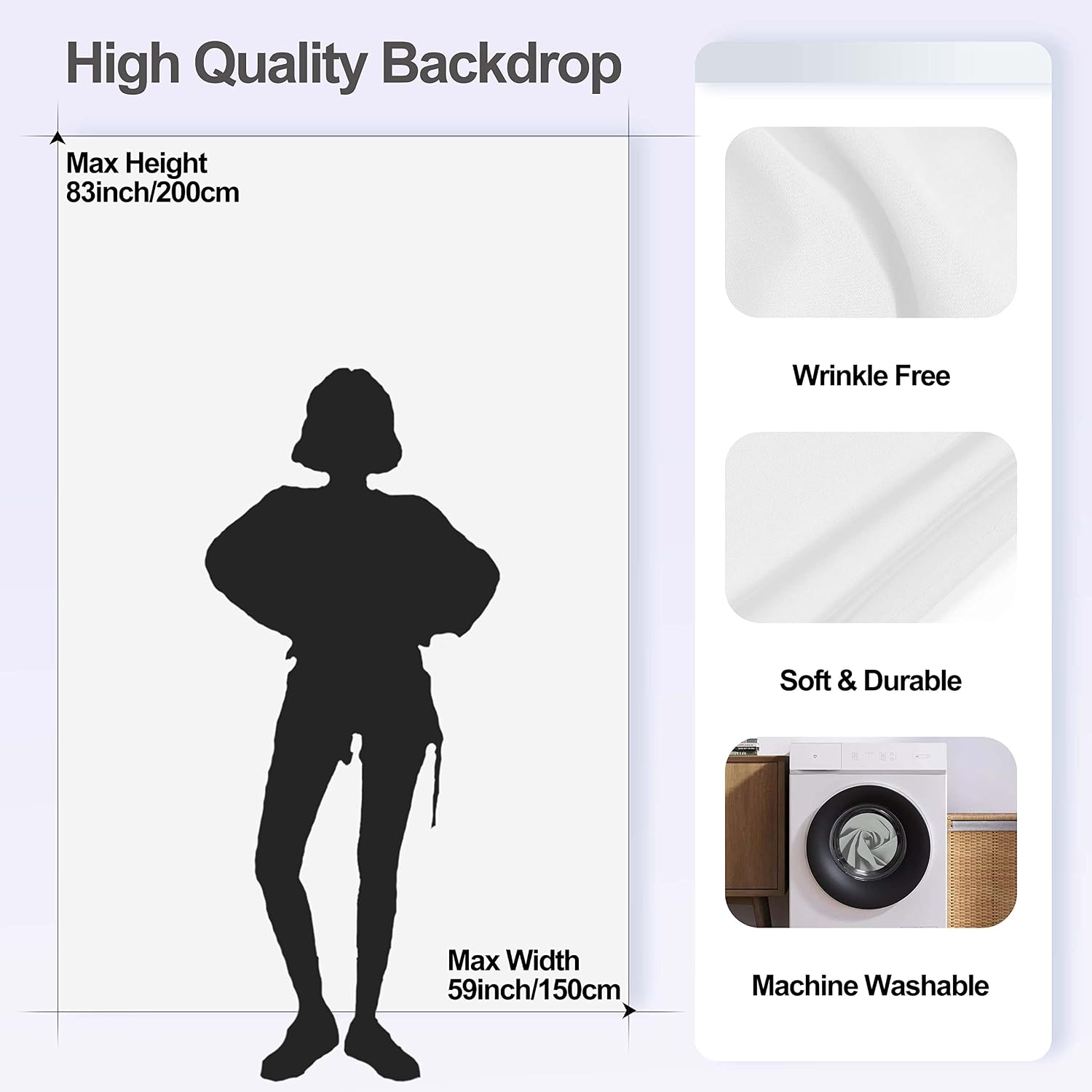 Thumbnail 4 de EMART White Backdrop with Stand – 1.5x2.0m (5x7ft) and 1.5x2.6m T-Shape Support Kit