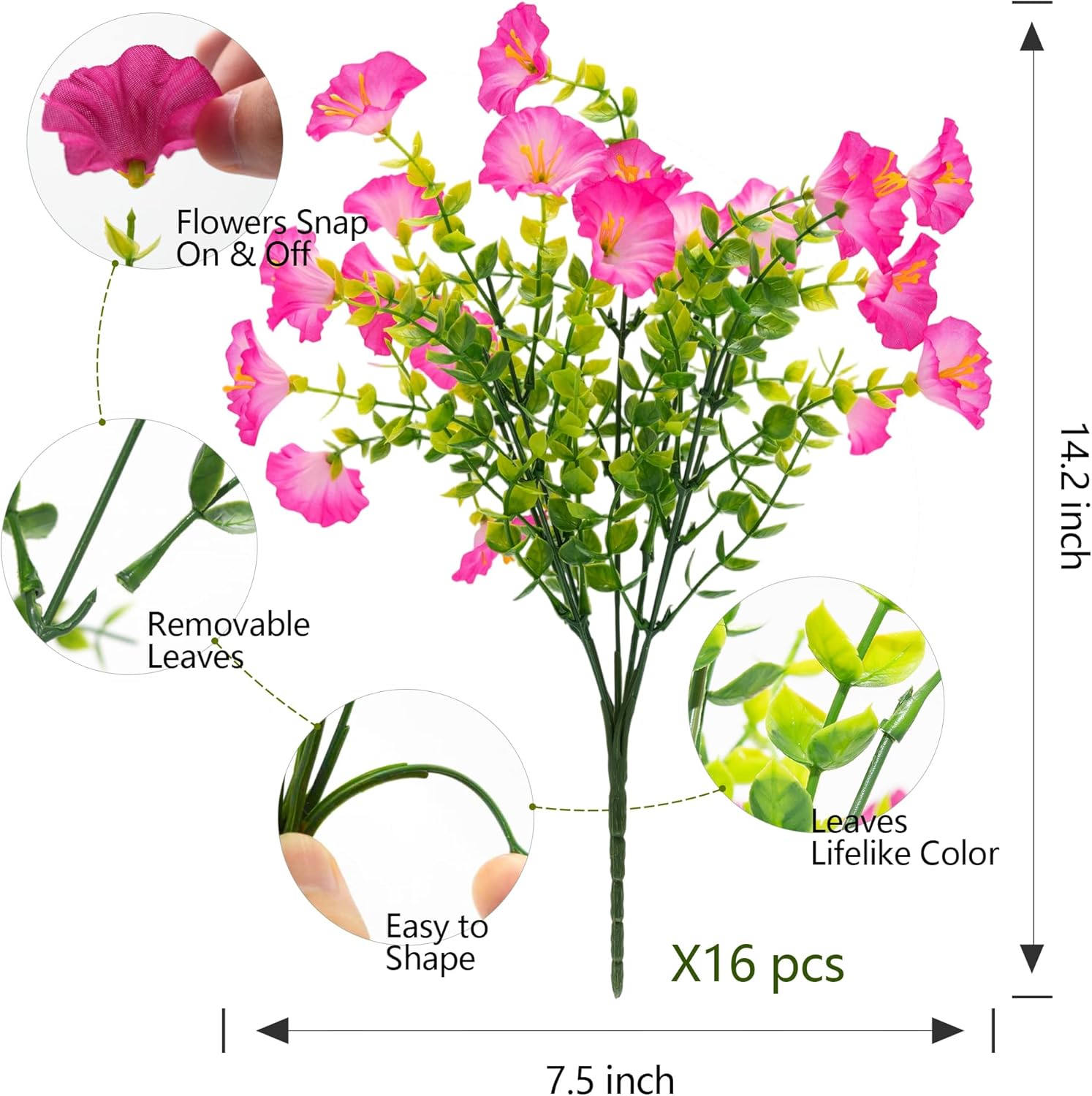 Detalle de Orphidel Morning Glory 16 Bundles Faux Flowers