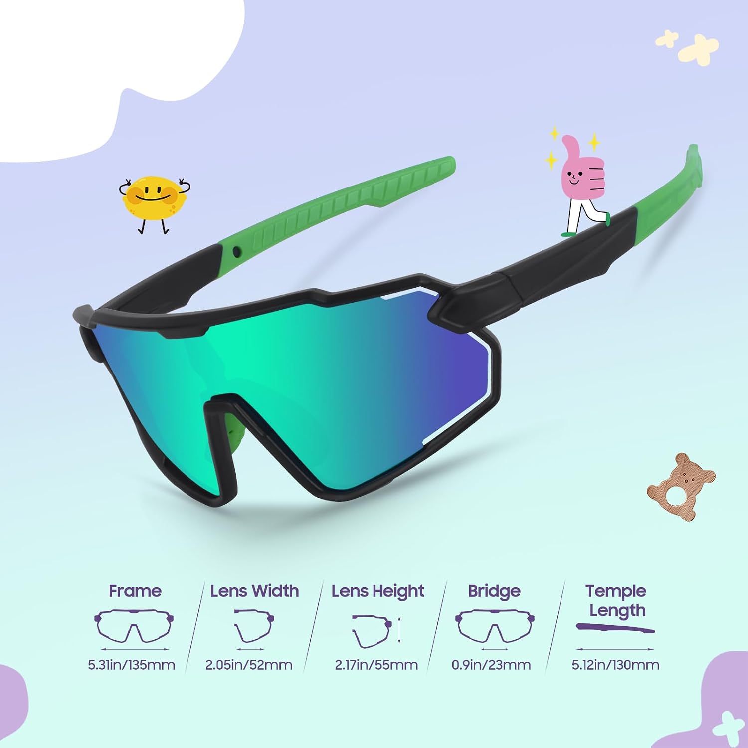 Detalle de Aullwyr occhiali da sole bambino 6-15 anni con protezione UV400 e lenti polarizzate