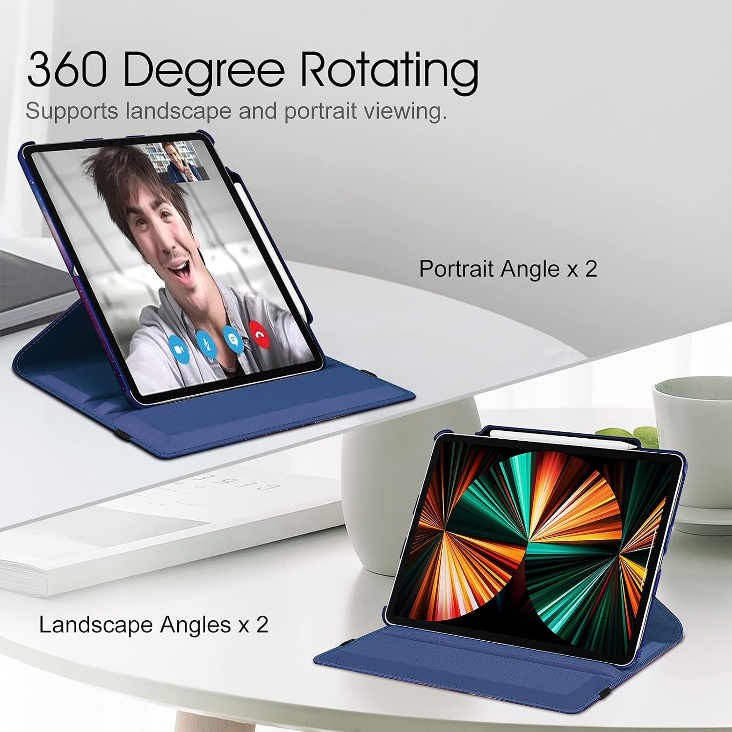 Detalle 2 de Fintie Hülle für iPad Pro 12.9 Zoll 6. Generation (2022) – incl. Stifthalter, 360° Drehschale und Auto Schlaf/Wach