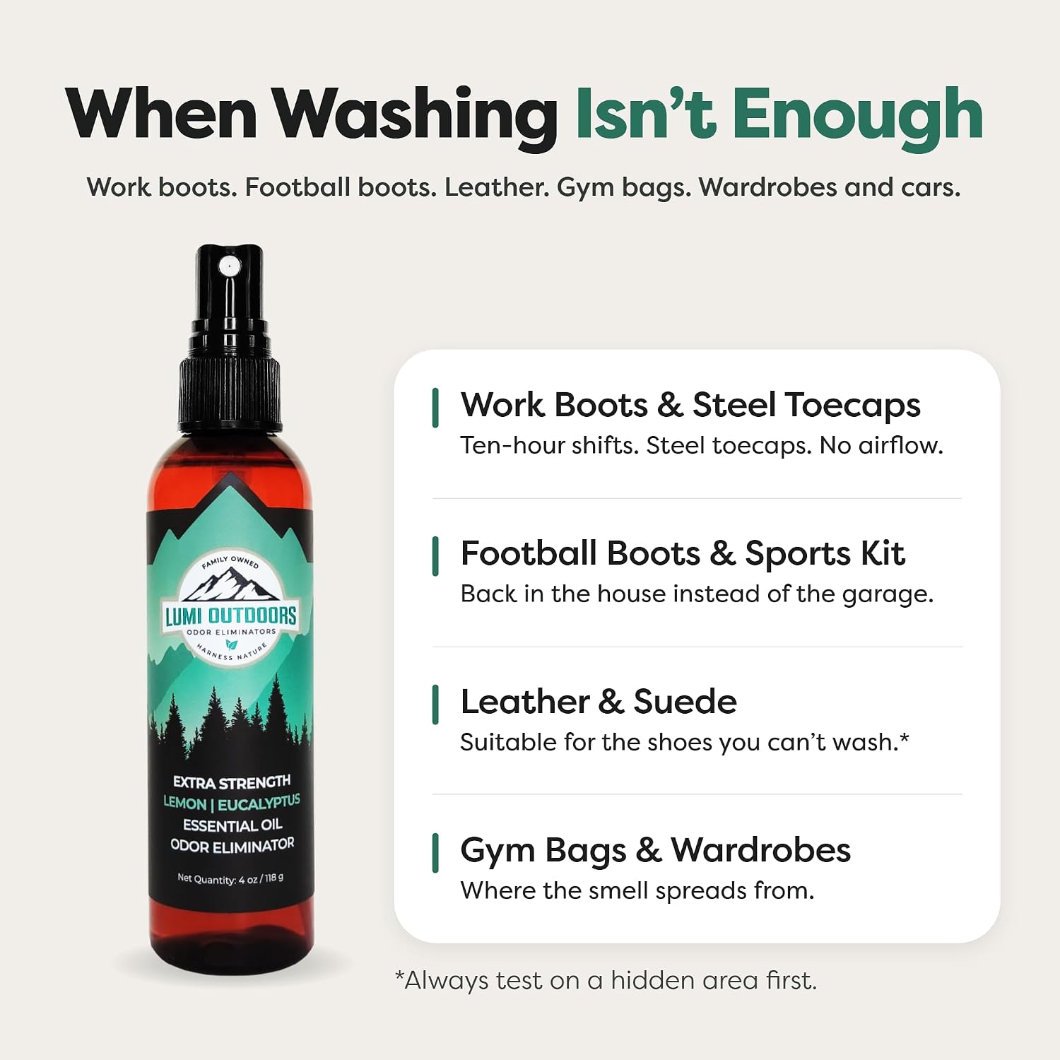 Detalle de Lumi Outdoors FBA_LYSB013TSRYUS-SPRTSEQIP Shoe Deodorizer Spray, 4 oz, Lemon Eucalyptus