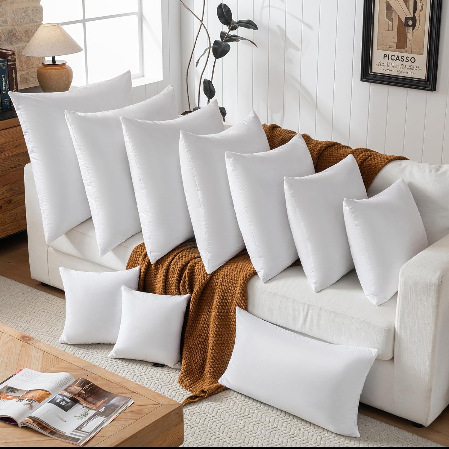 Thumbnail 4 de Basic Home 26x26 Euro Throw Pillow Inserts – Cotton Set of 2 ⚖