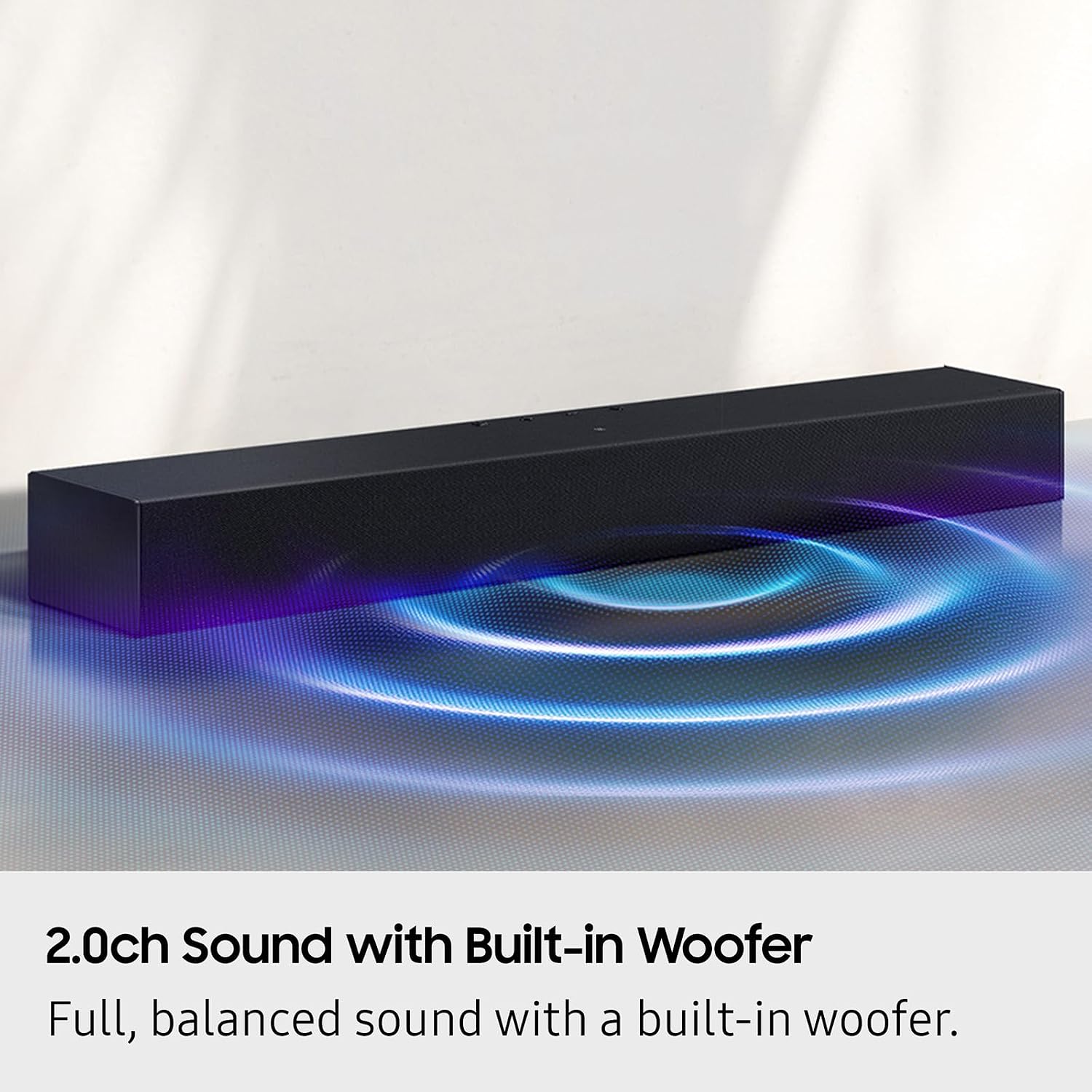 Detalle de Samsung B-Series Soundbar HW B400F (2025) 2.0 with Built-In Subwoofer + Voice Enhance Mode