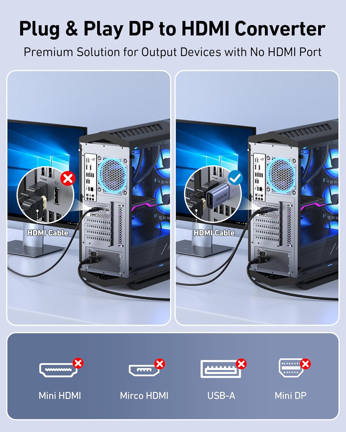 Thumbnail 1 de BENFEI 4K DP to HDMI Adapter