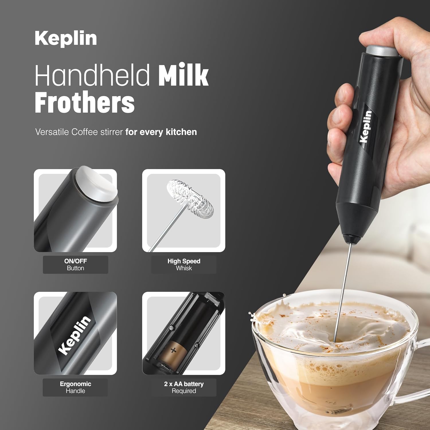Thumbnail 2 de Keplin Handheld Milk Frother 1x Portable