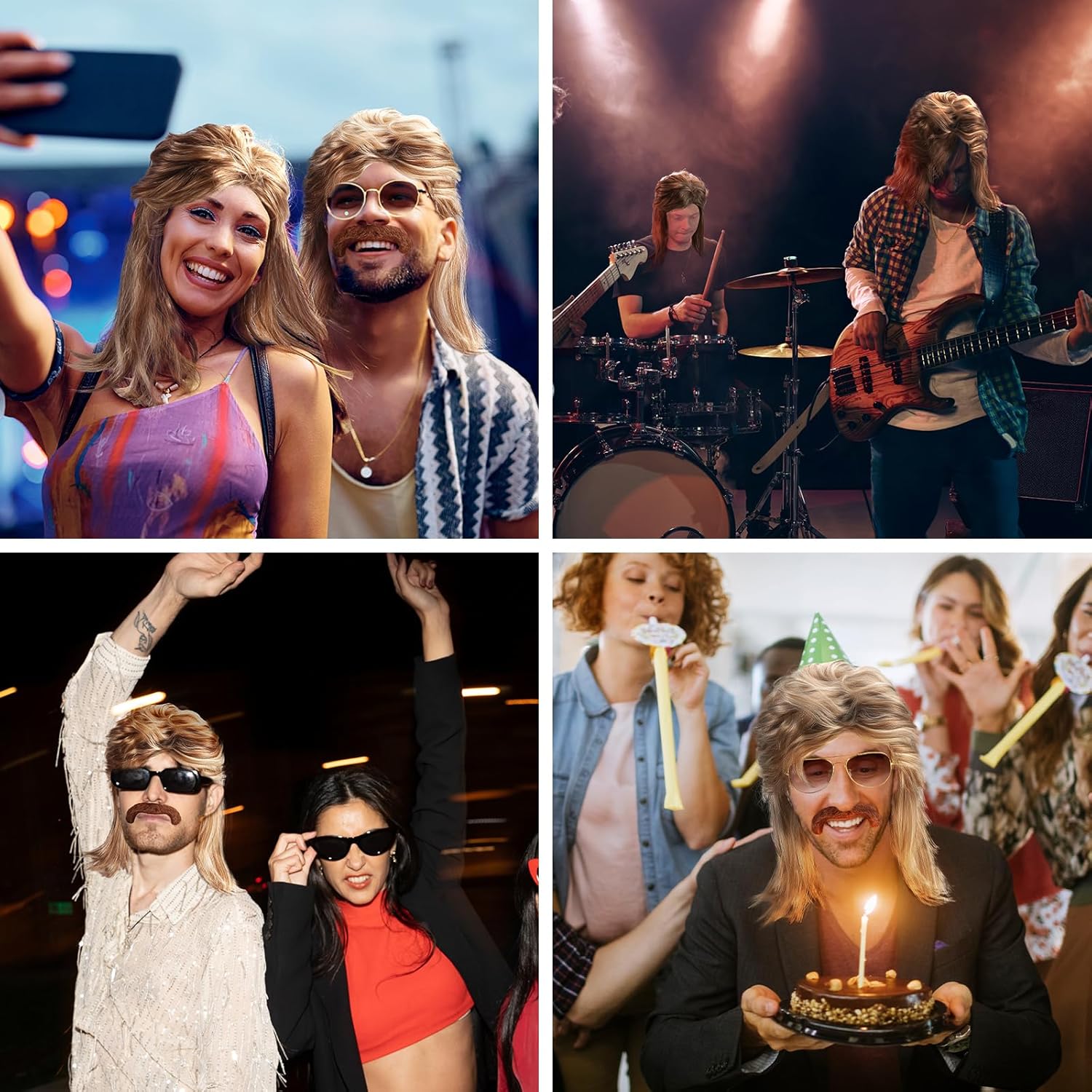 Thumbnail 3 de WEARXI Vokuhila-Perücke für Herren – Blondes 80er/90er Outfit für Karneval & Party