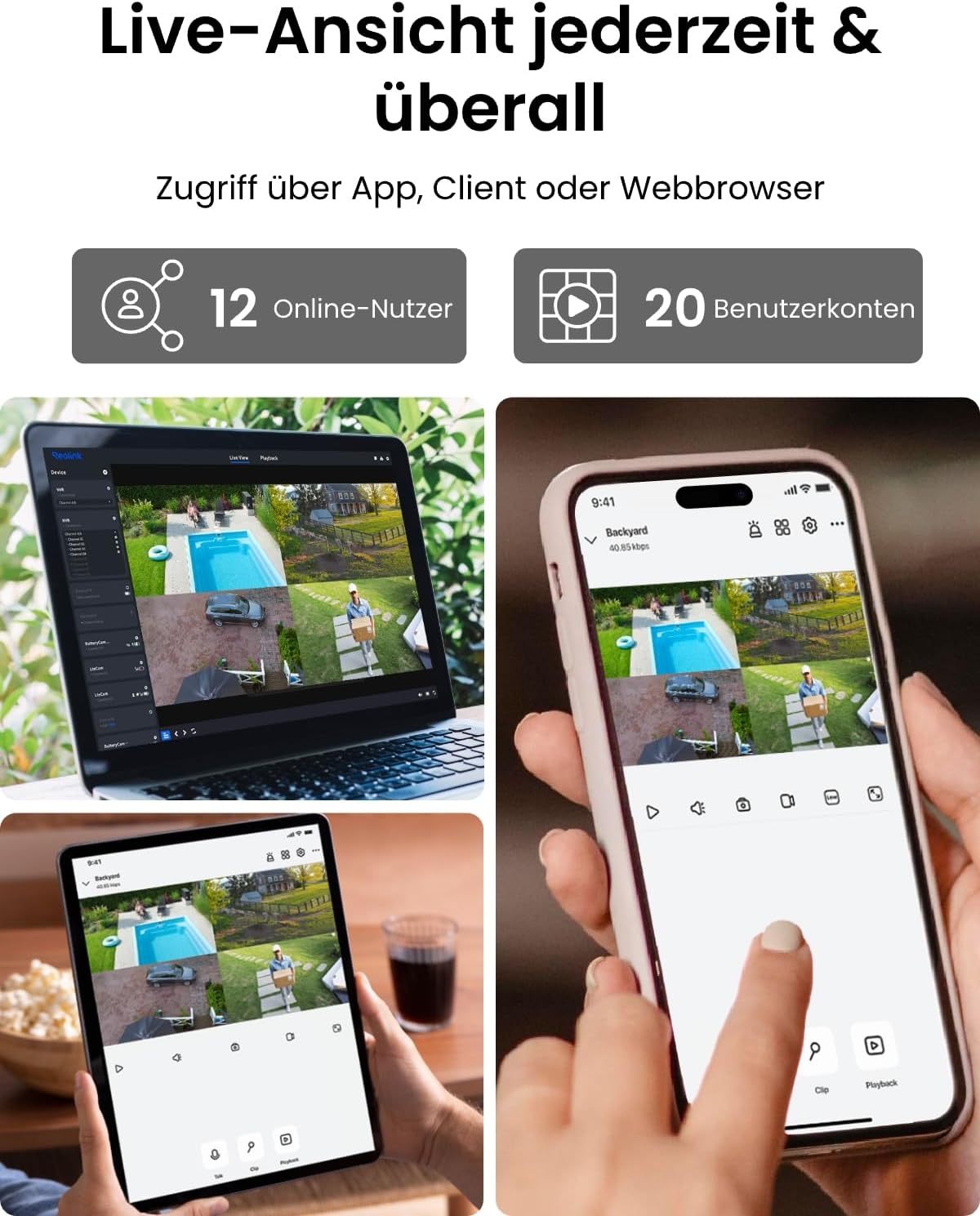 Thumbnail 6 de Reolink 4K Überwachungskamera Set RLK16-800B8 – 8 x 8MP PoE IP, 16-Kanal NVR mit 4 TB
