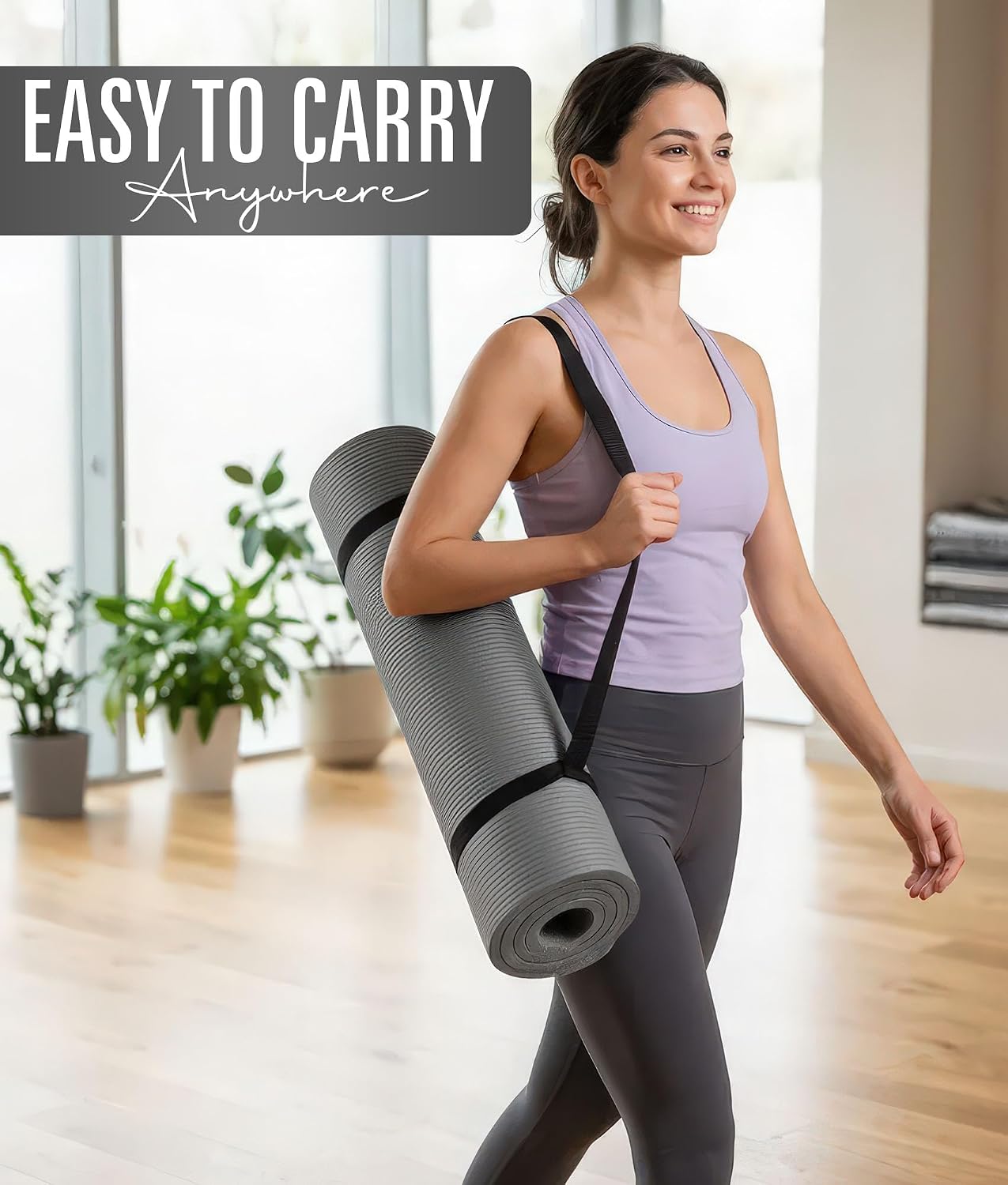 Thumbnail 6 de ROMIX Yoga Mat 15 mm Thick Foam – 183 cm x 60 cm with Anti-Slip Surface and Carry Bag