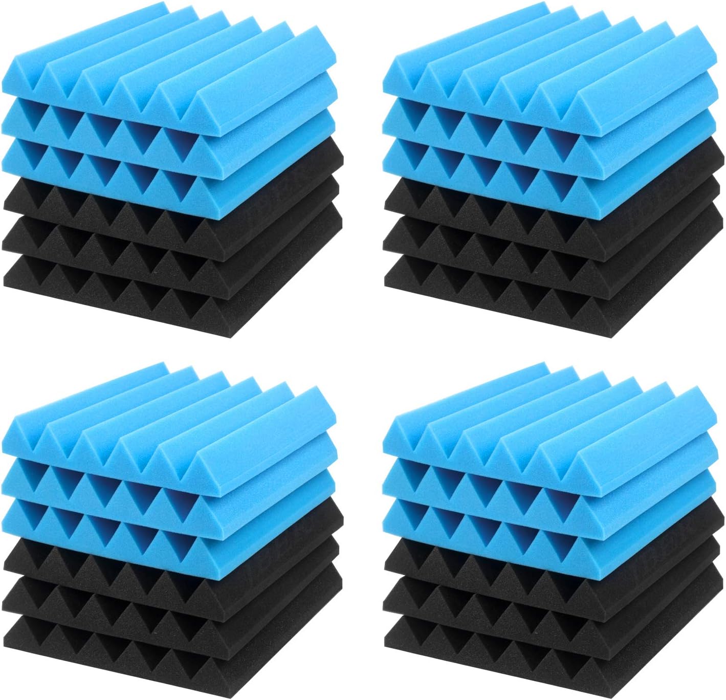 Thumbnail 5 de JBER 24 Pack Blue and Charcoal Acoustic Panels (Studio Foam Wedges) 2" thick