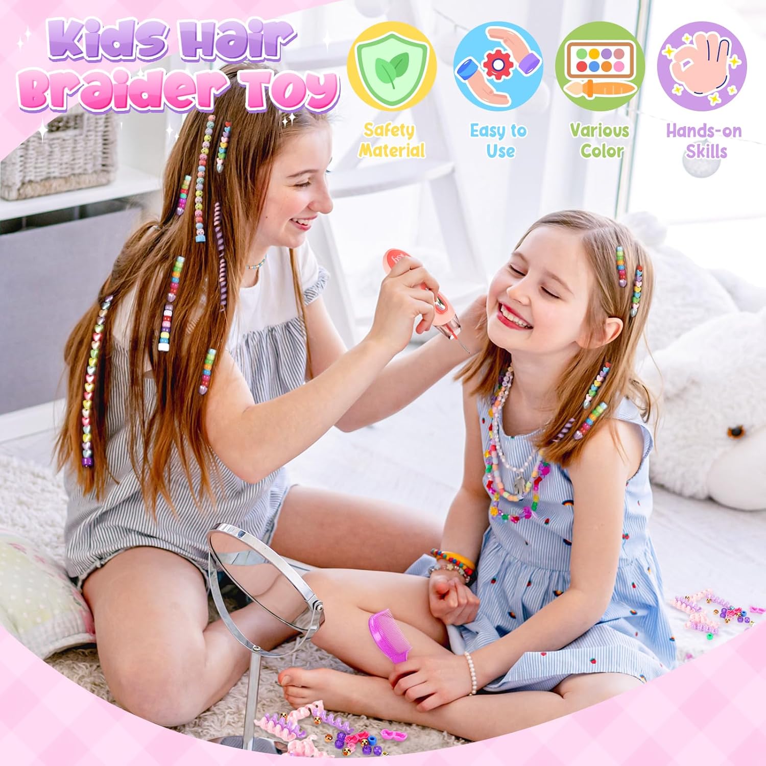 Detalle 2 de DIY Hair Princess Decoration Braiding Kit with Gems, Age 5-12 ๐