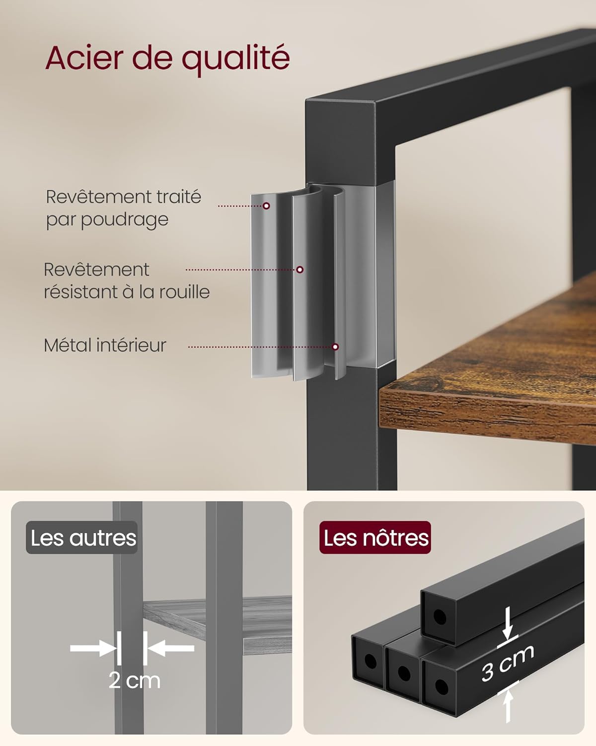 Thumbnail 5 de VASAGLE LLS062B01 — Étagère bibliothèque 6 niveaux style industriel, 30 x 66 x 186 cm