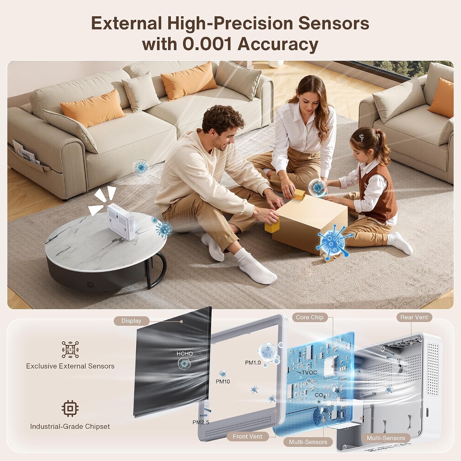 Detalle 2 de YNAK 16-in-1 Indoor Air Quality Monitor with 5.5-Inch HD Color Screen