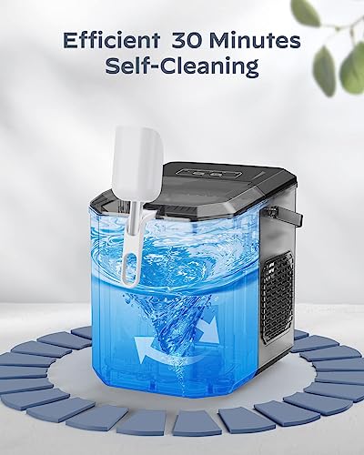 Detalle 2 de Silonn Portable Ice Maker Countertop — 9 Bullet Ice Cubes in 6 Minutes, 12 kg Daily Capacity