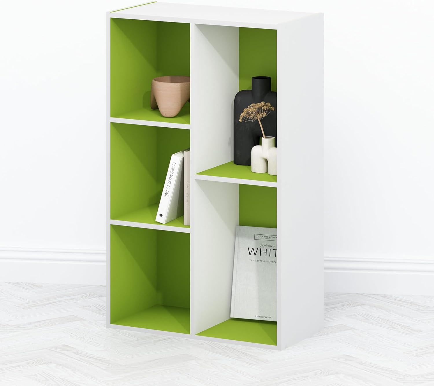 Detalle de Furinno TOMI TV Stand: Reversible 5-Cube Entertainment Center in Green