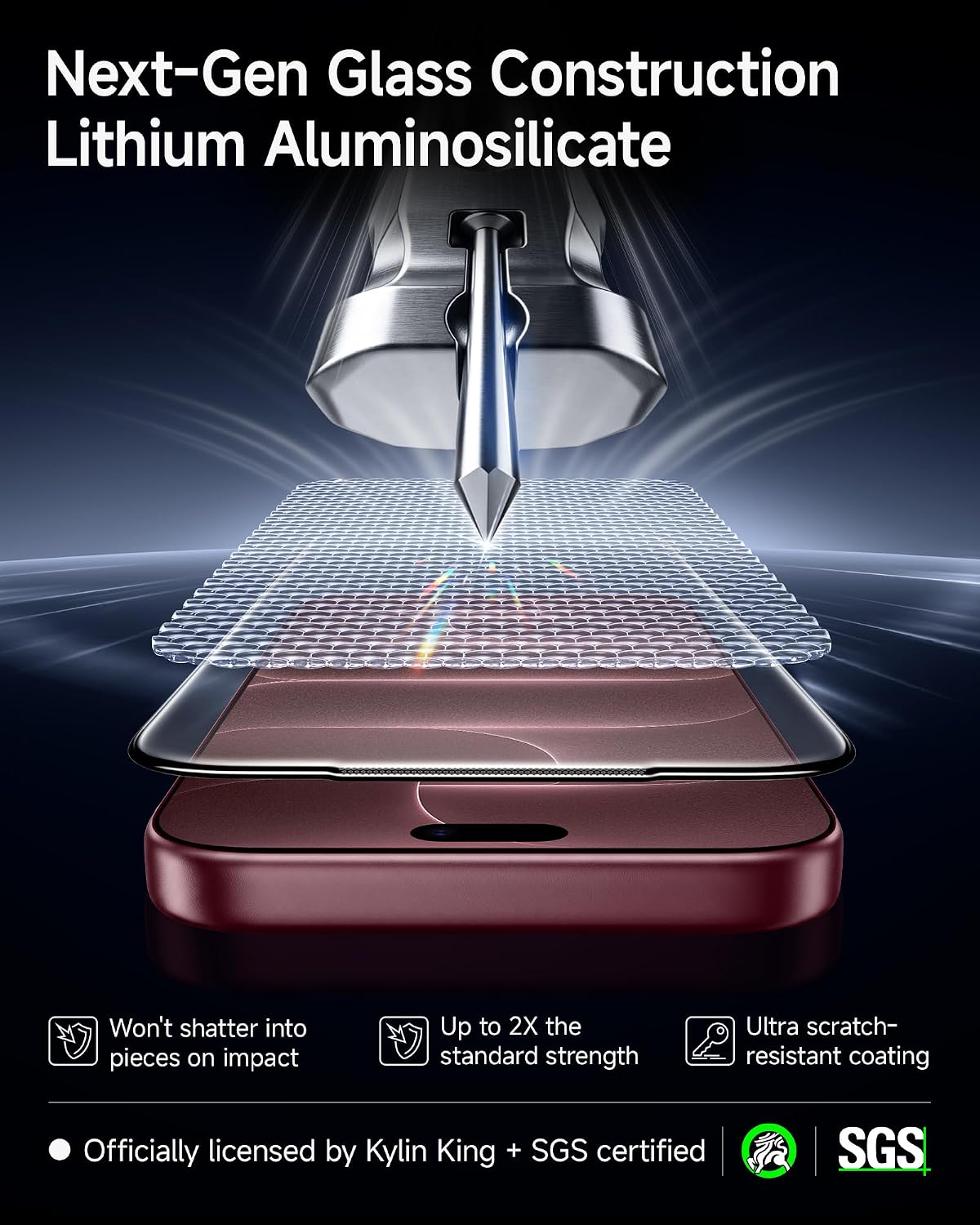 Detalle de SMARTDEVIL iPhone 18 Pro Max Screen Protector, 3-Pack 9H Tempered Glass