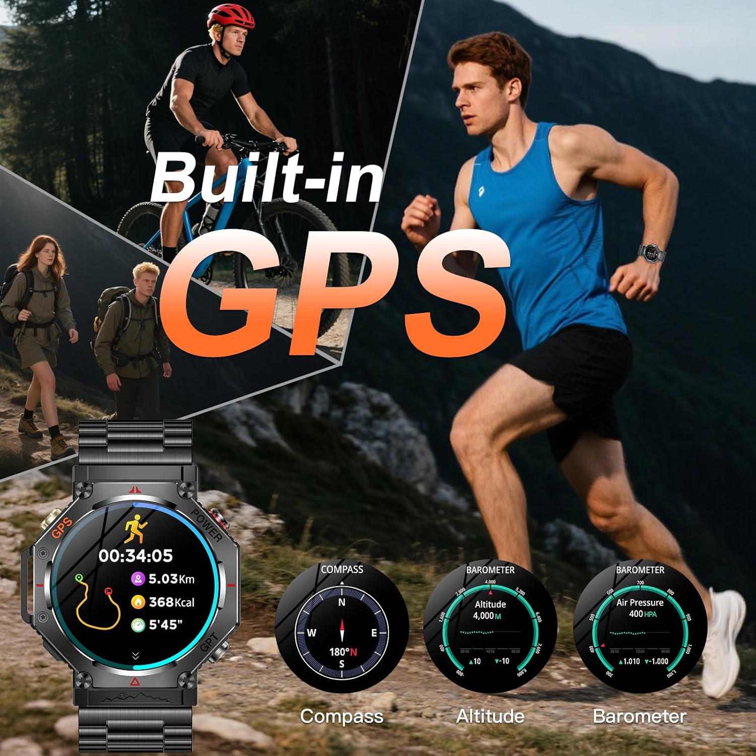 Detalle de Smart Watch for Men with GPS, AI-GPT and 3ATM Waterproof