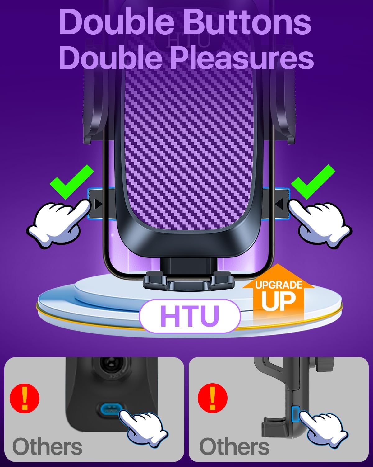 Thumbnail 6 de HTU 5-in-1 Car Phone Mount, Purple, with 360° Rotating Suction Base