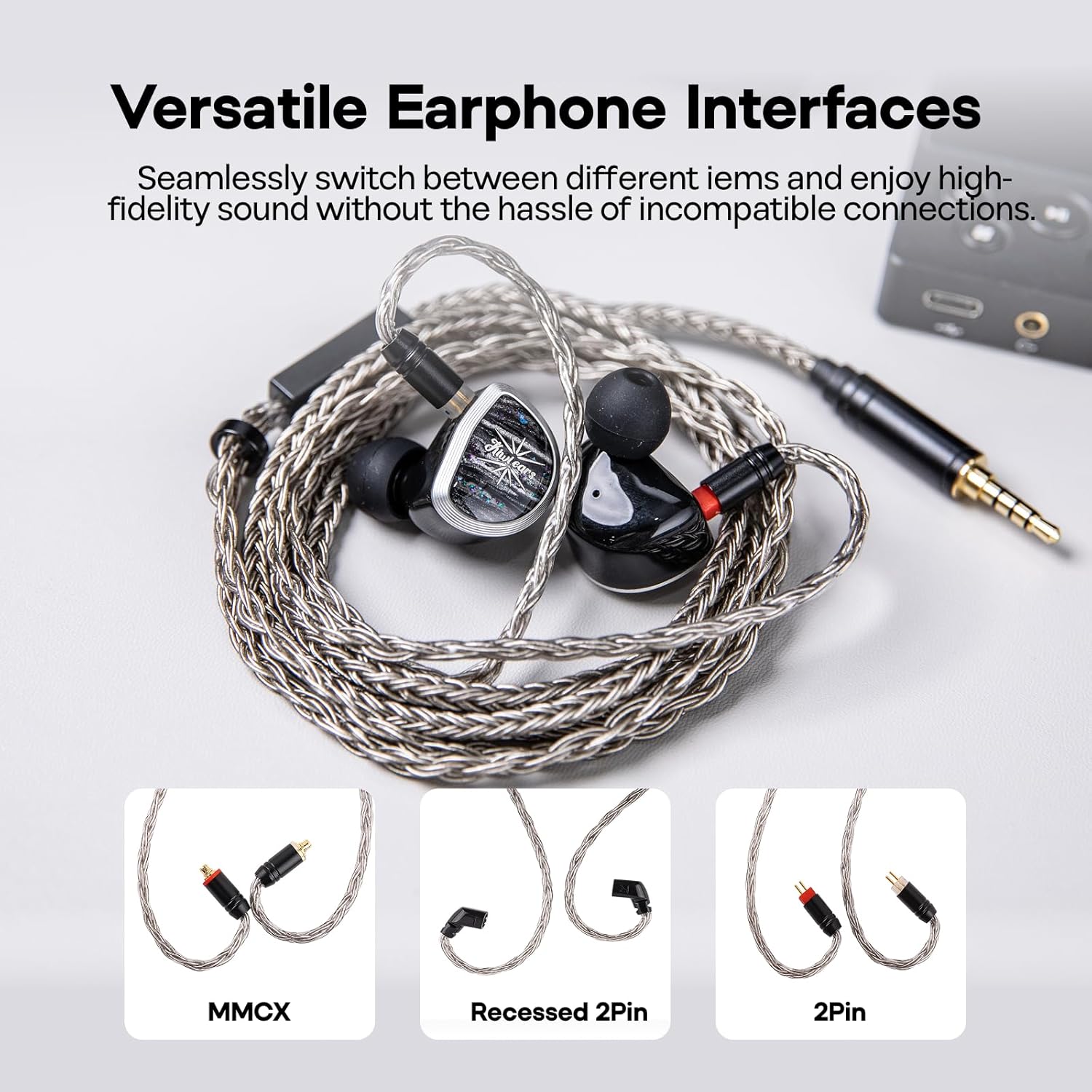 Thumbnail 4 de Linsoul Tripowin Zonie – Câble d’écouteur HiFi avec Omni Mic et SPC argenté 16 fils