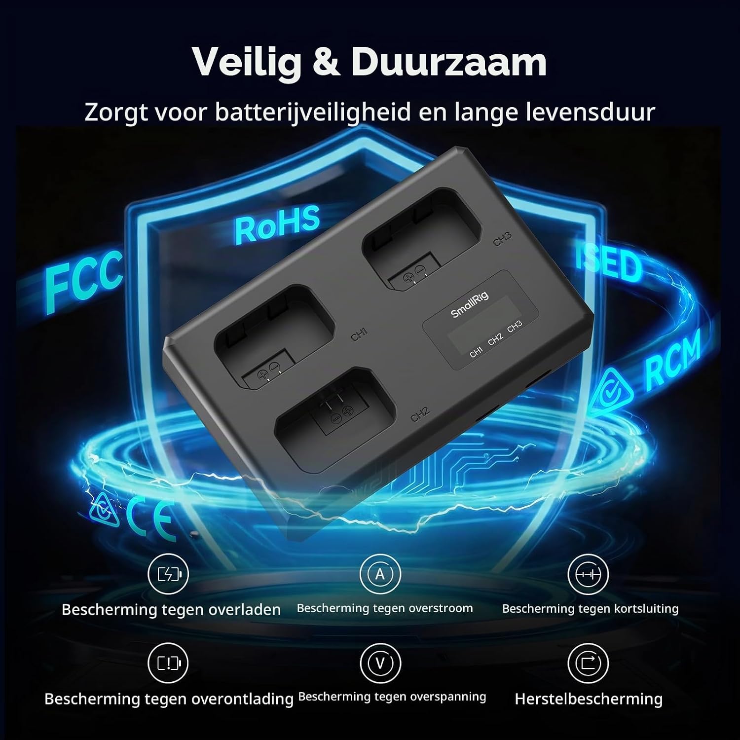 Thumbnail 6 de SMALLRIG 6019 NP-FW50-batterijset met drie accu's en lcd-lader