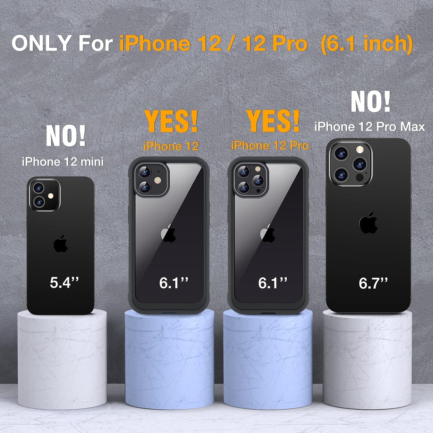 Thumbnail 6 de Miracase iPhone 12 / 12 Pro 6.1-inch Case with Built-in Tempered Glass Screen Protector (Full Body, Black)